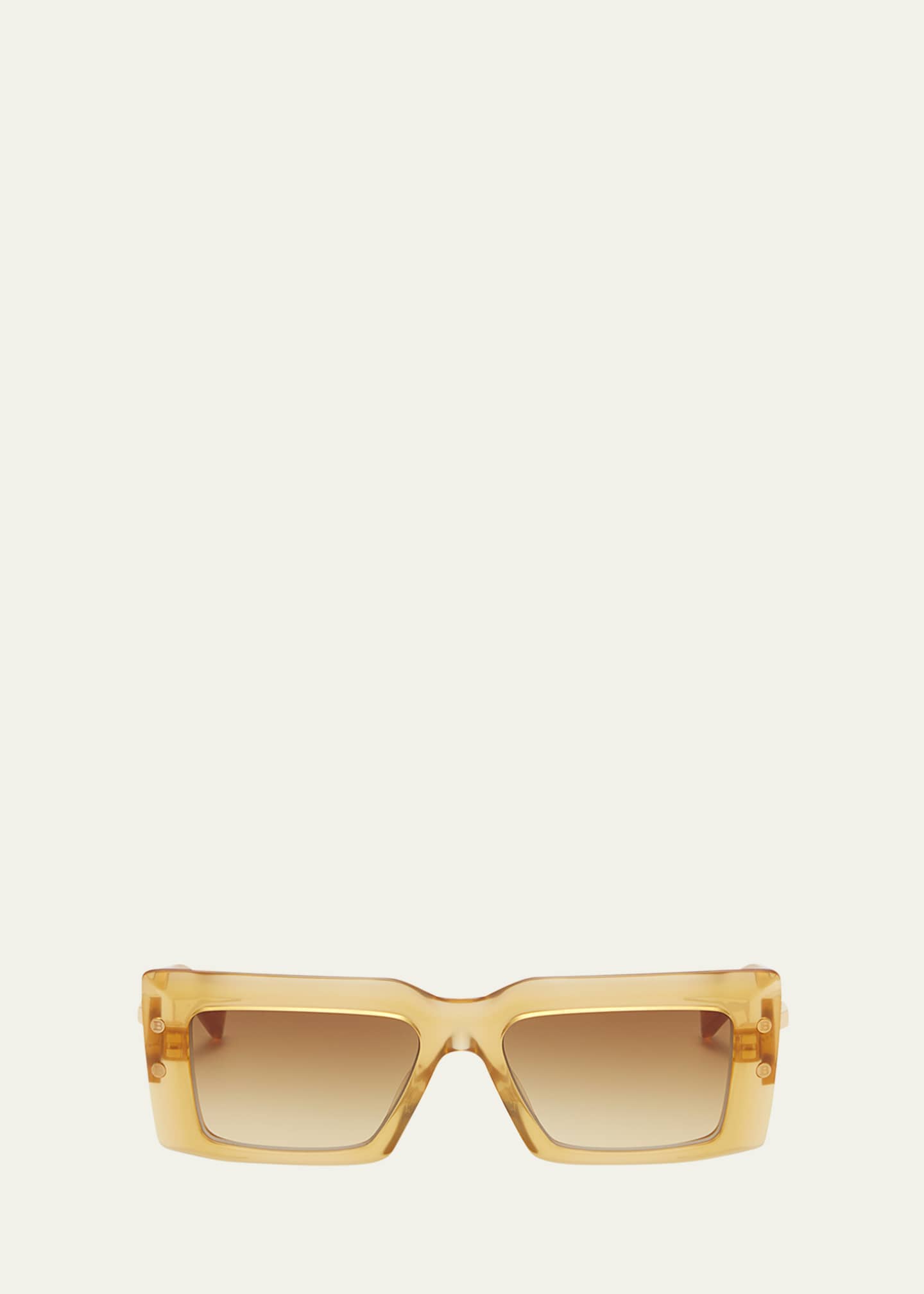 Balmain Imperial Acetate & Titanium Rectangle Sunglasses, Amb-Gld, Women's, Sunglasses Square Sunglasses