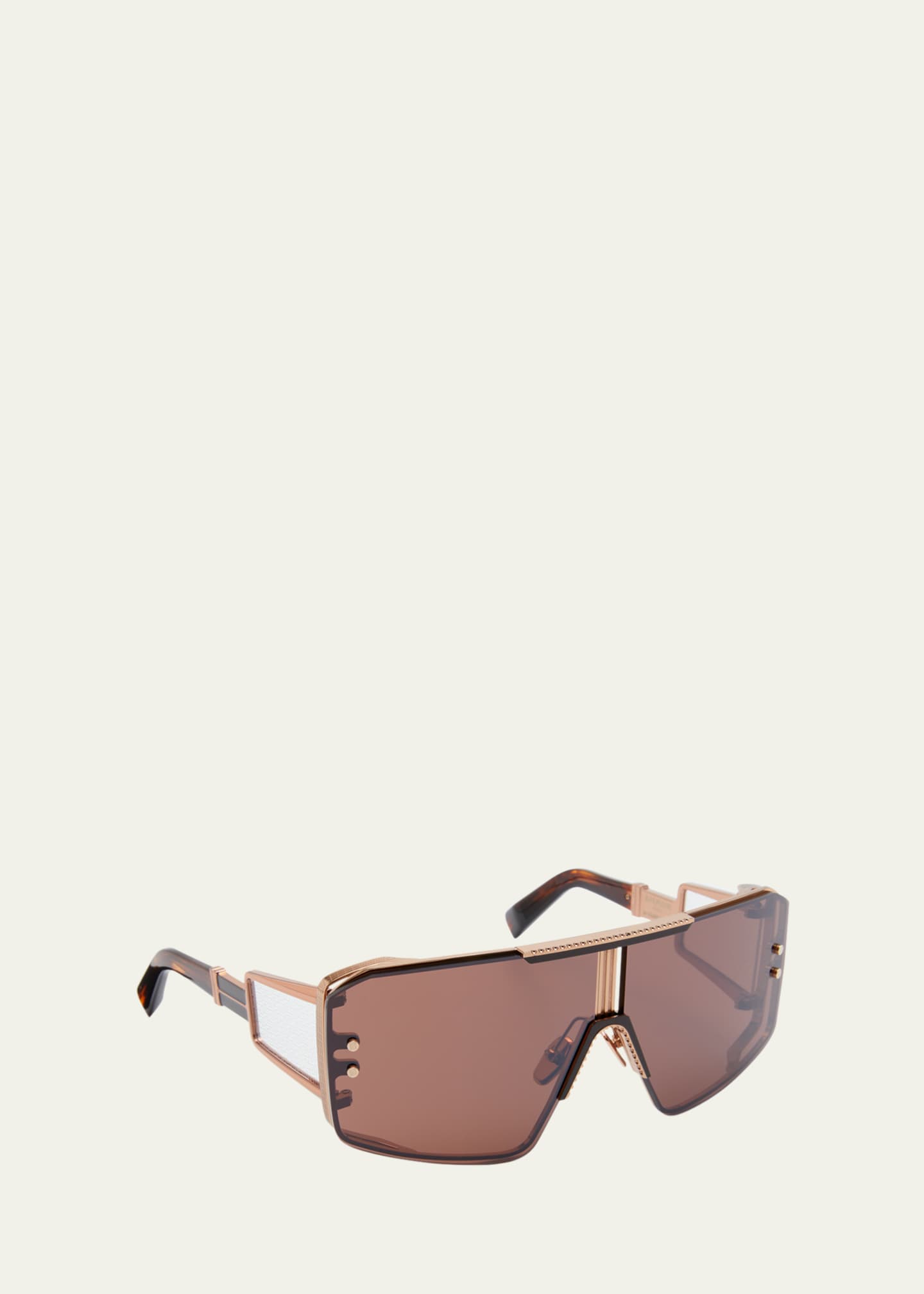 Balmain Le Masque Brown Titanium & Acetate Shield Sunglasses Image 2 of 5