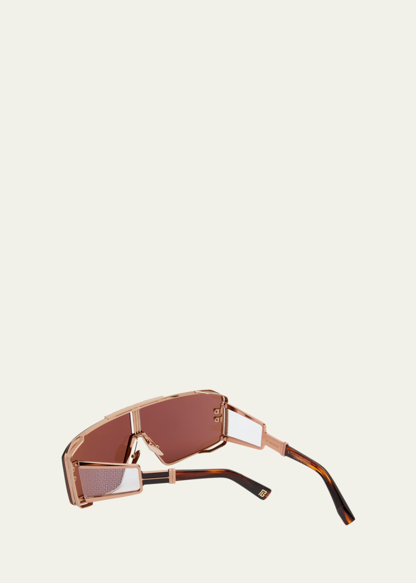 Balmain Le Masque Brown Titanium & Acetate Shield Sunglasses Image 3 of 5