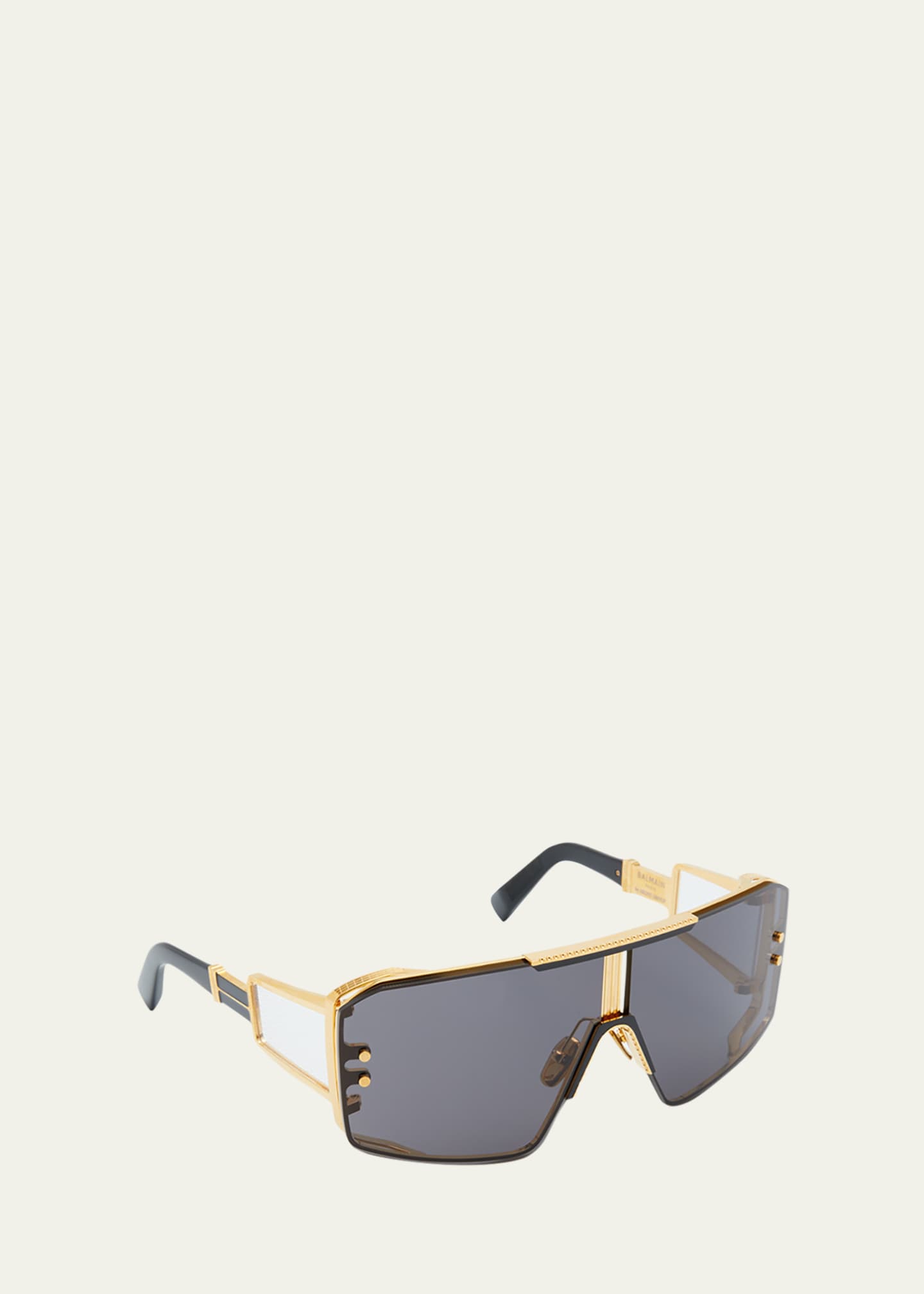 Balmain Le Masque Black Titanium & Acetate Shield Sunglasses - Bergdorf ...