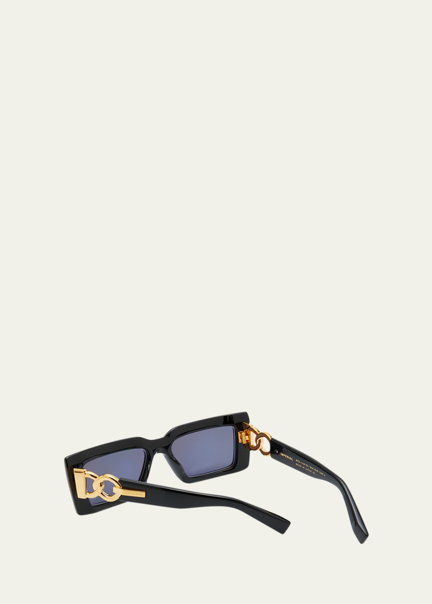 Balmain Imperial Black Acetate & Titanium Rectangle Sunglasses Image 3 of 5