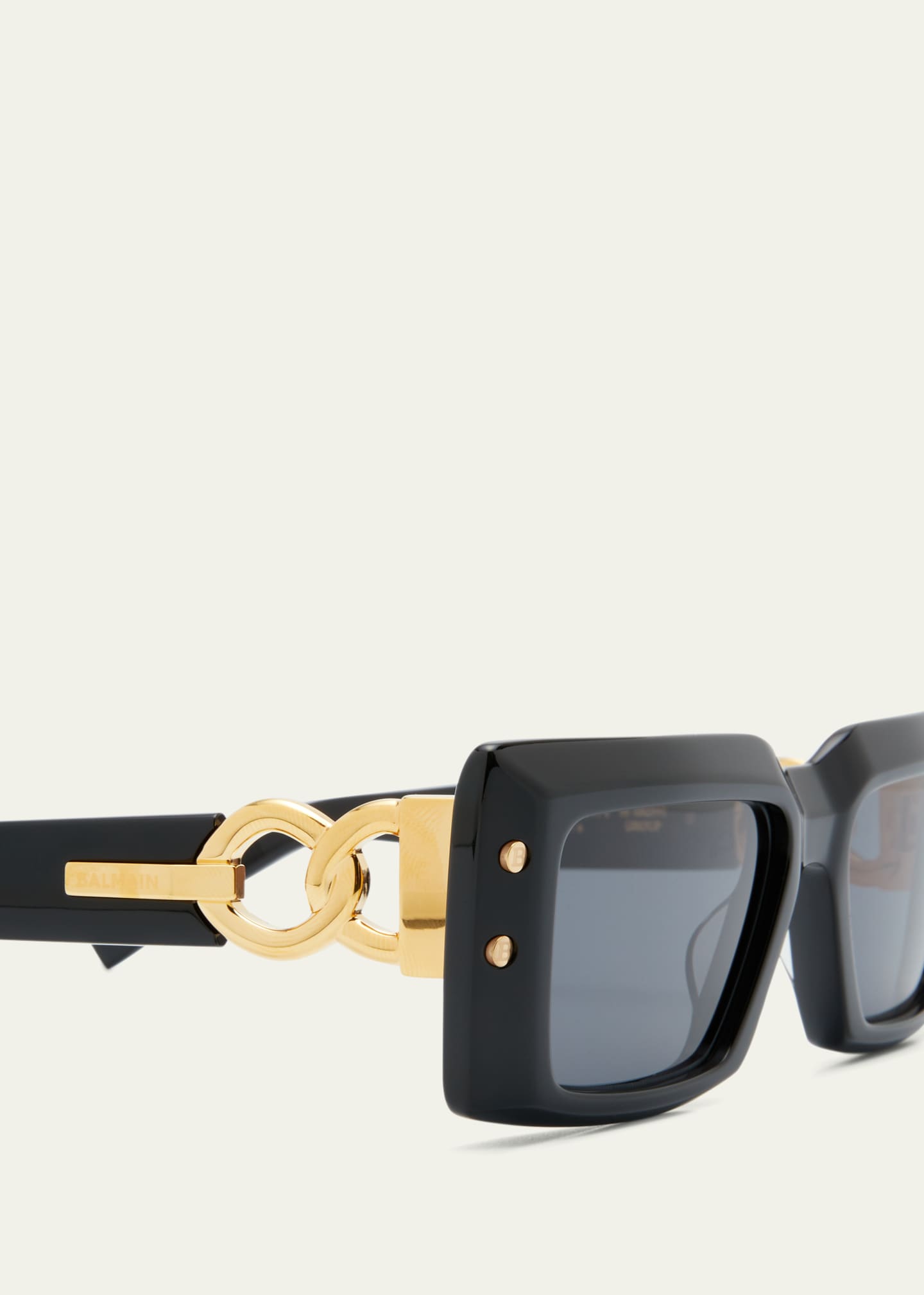Balmain Imperial Black Acetate & Titanium Rectangle Sunglasses Image 4 of 5