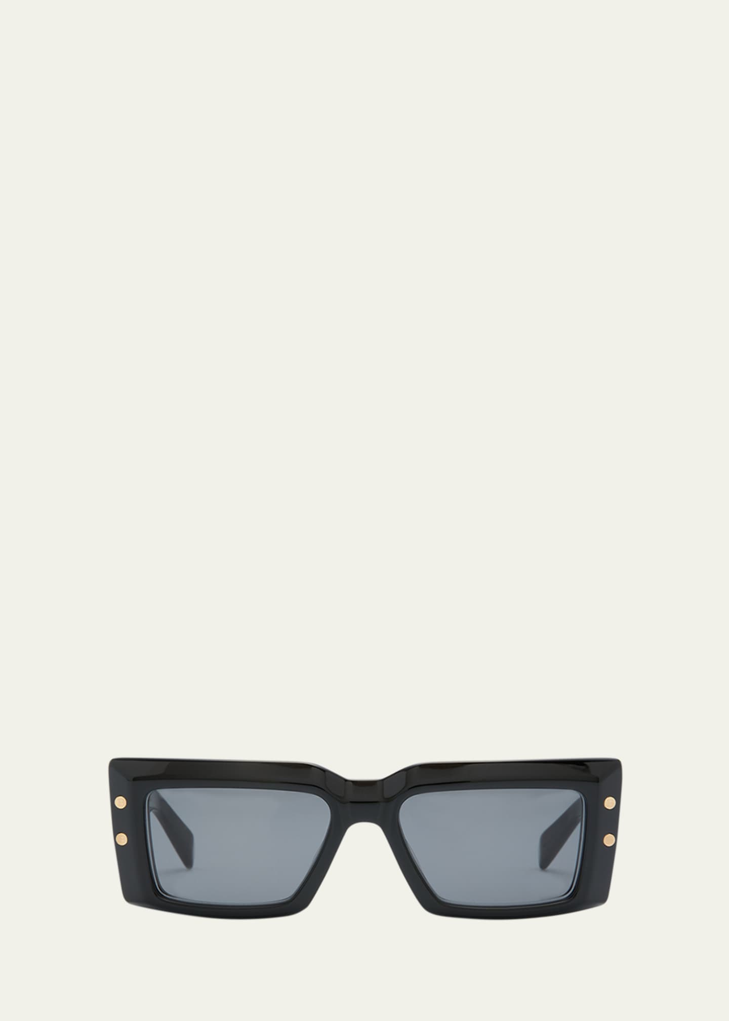 Balmain Imperial Black Acetate & Titanium Rectangle Sunglasses Image 1 of 5