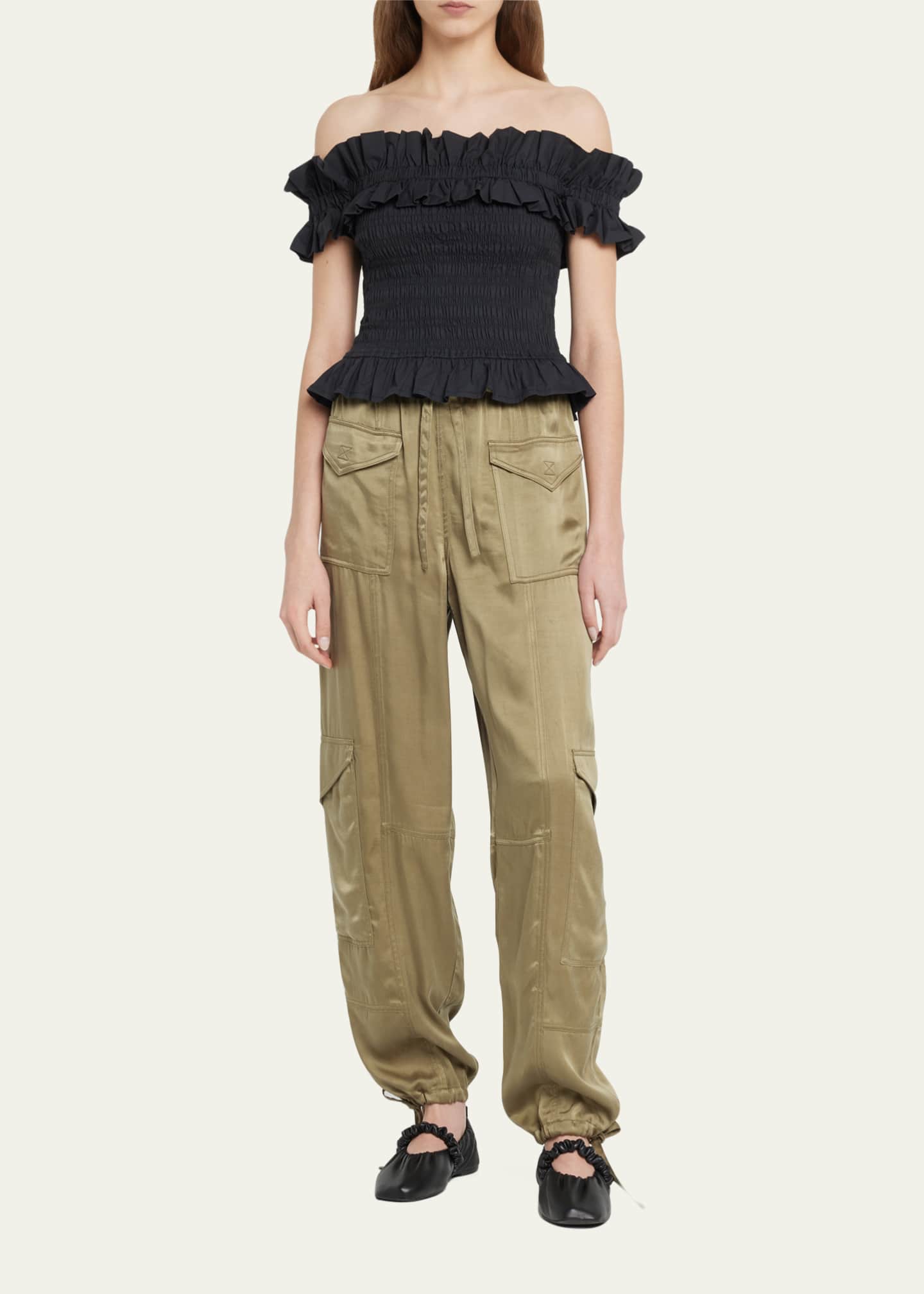Style & Co. Women's Off-The-Shoulder Peasant Top - Smocked Hem, Relaxed Fit, Short Sleeve Blouse - View #11
