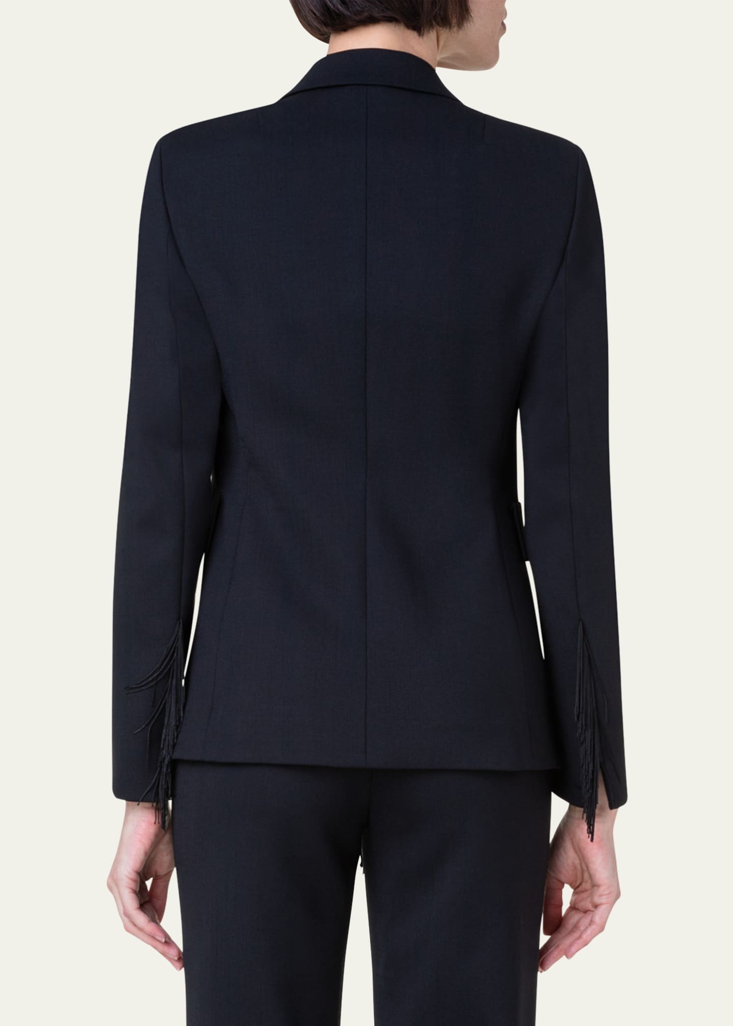 Akris punto Wool Crepe Blazer Jacket with Intarsia Fringe Detail ...