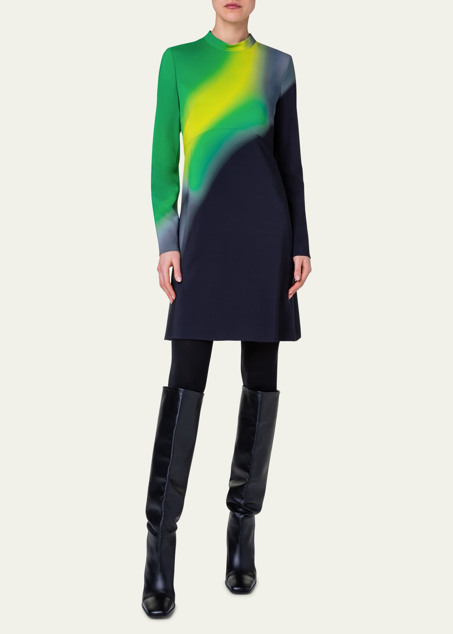 Akris punto Tech Green Disco Laser Printed Short Dress - Bergdorf Goodman