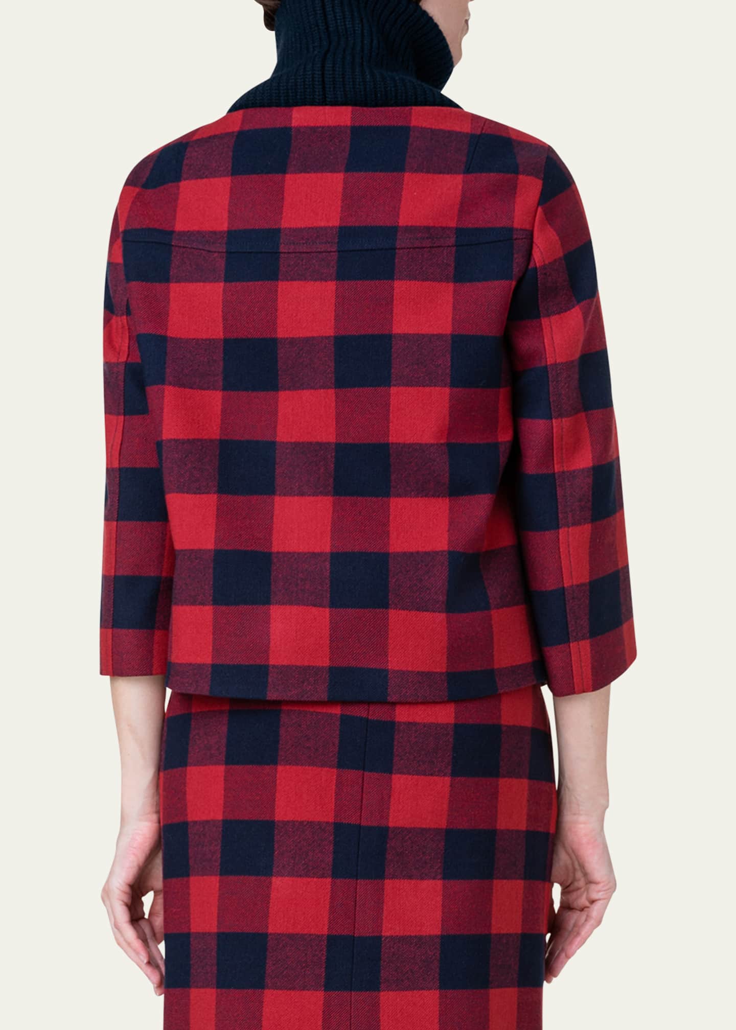 Akris punto Knit-Collar Wool-Cotton Tweed Jacket