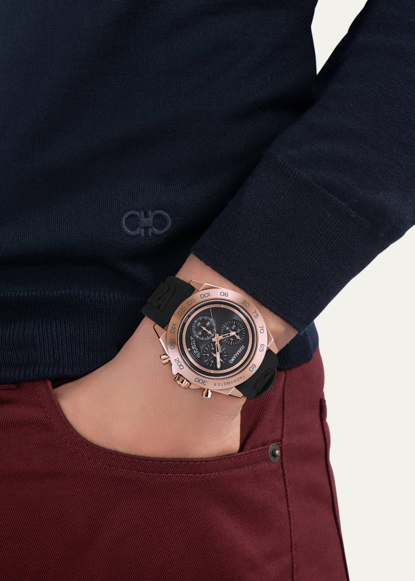 Ferragamo Men's Urban Chronograph Silicone Strap Watch, 43mm Image 4 of 4
