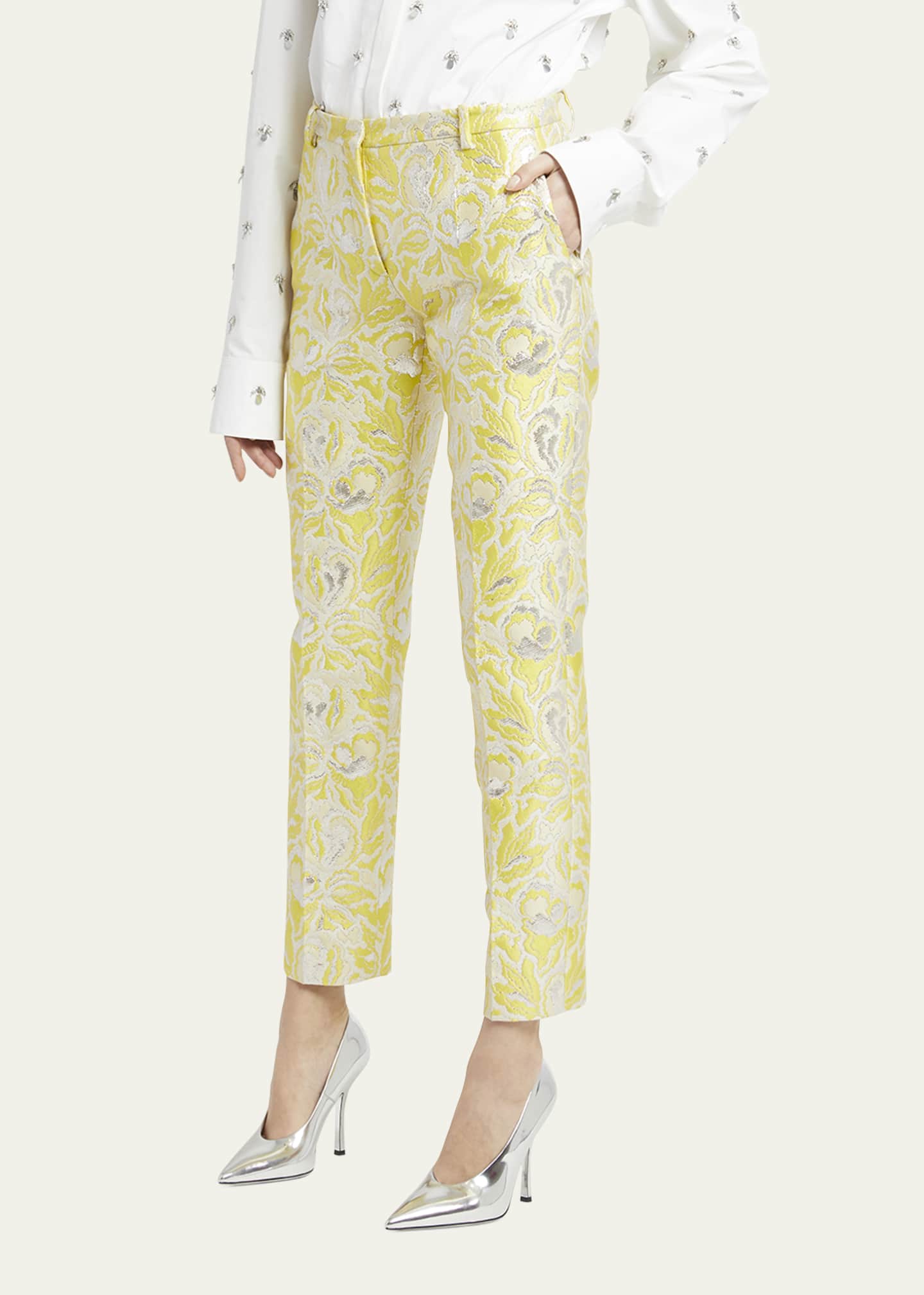 Valentino Garavani SlimFit Iris Brocade Pants Bergdorf Goodman