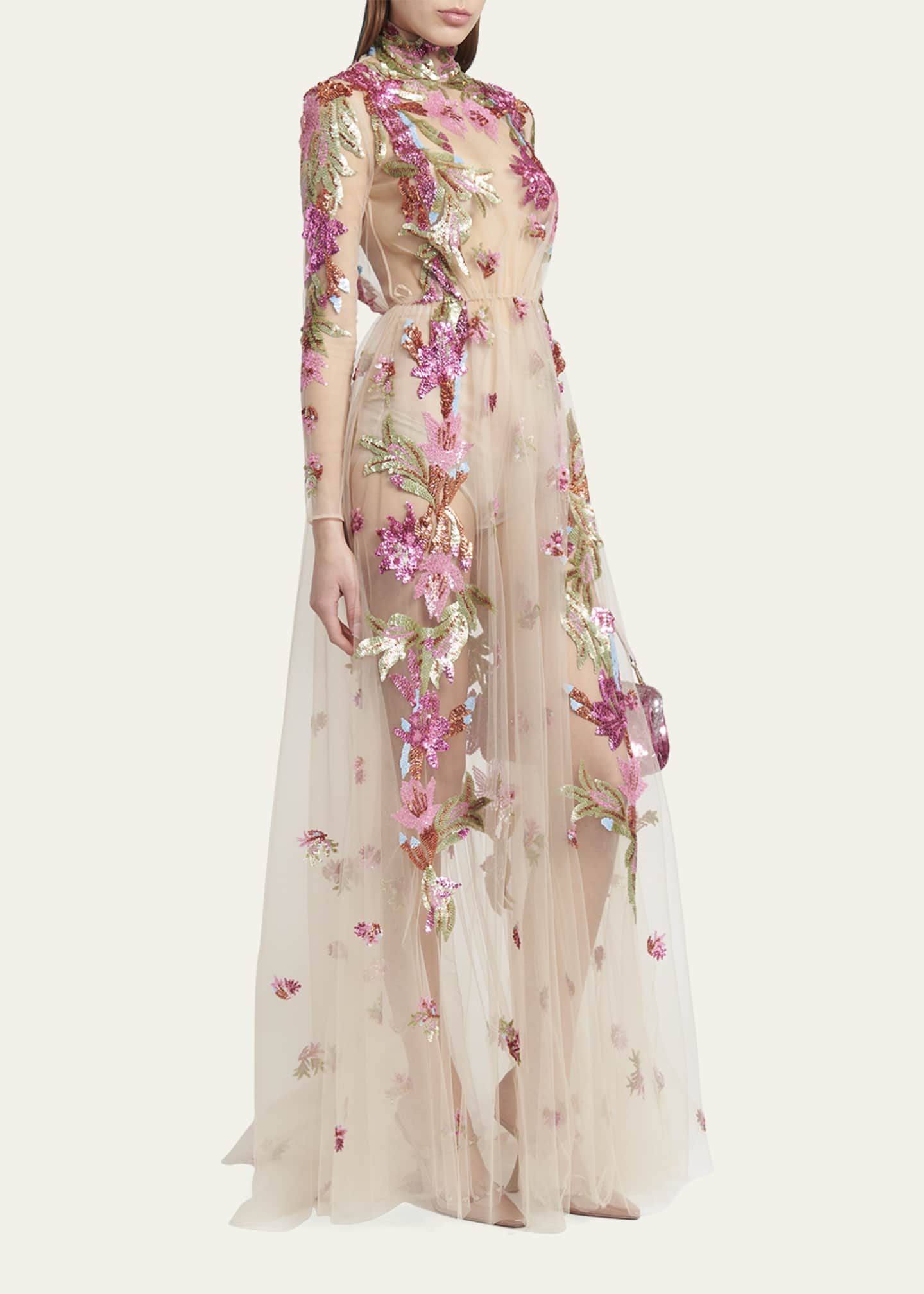 Embroidered floral gown online