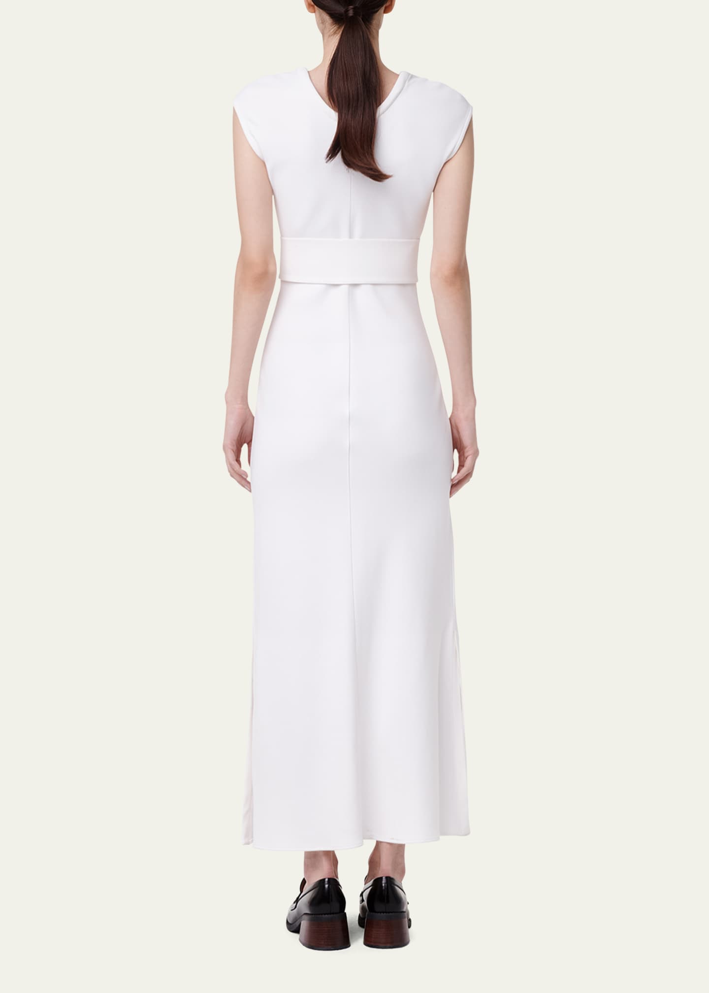Another Tomorrow Belted Bias Midi Dress Image 3 of 5