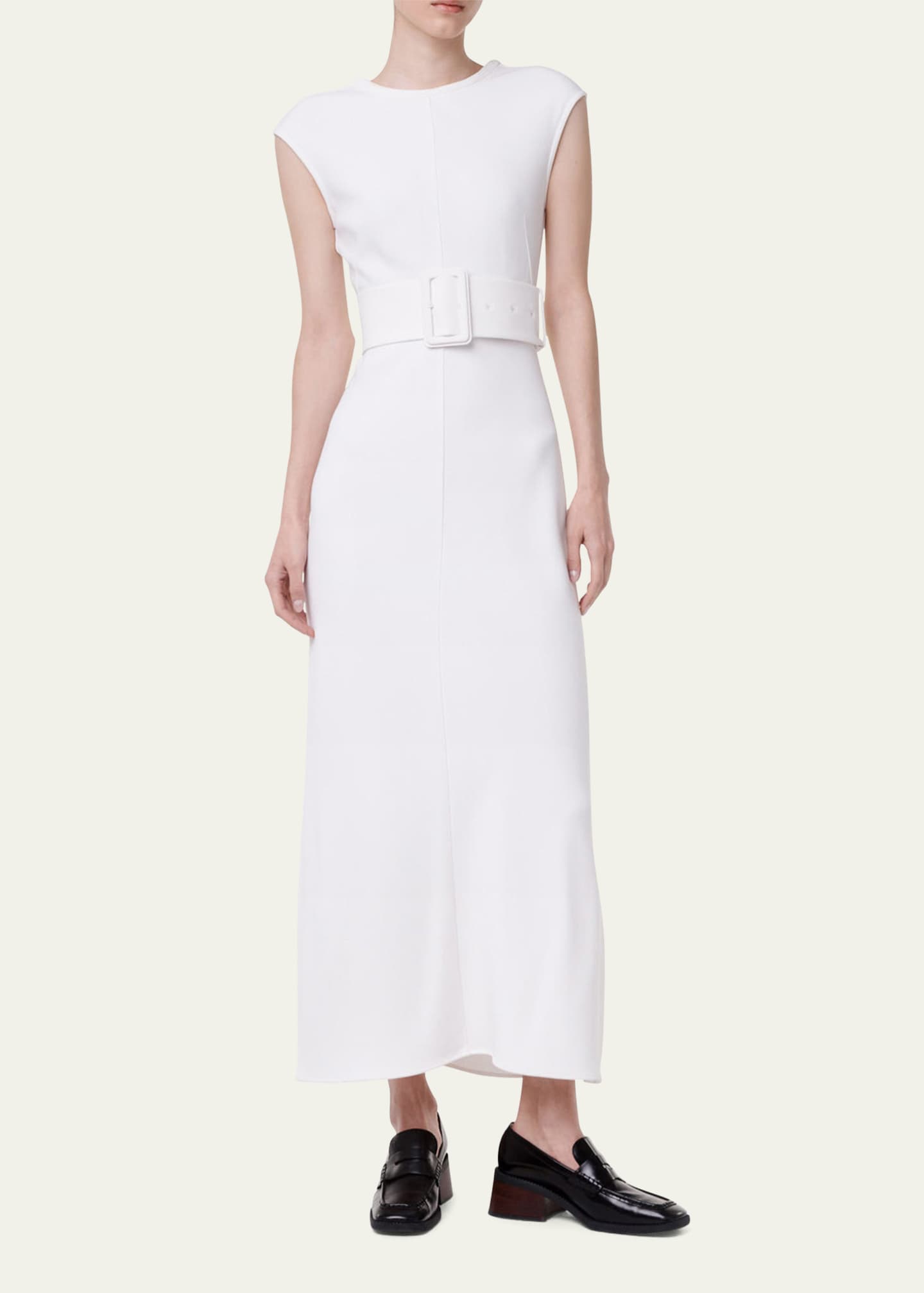 Another Tomorrow Belted Bias Midi Dress Image 4 of 5