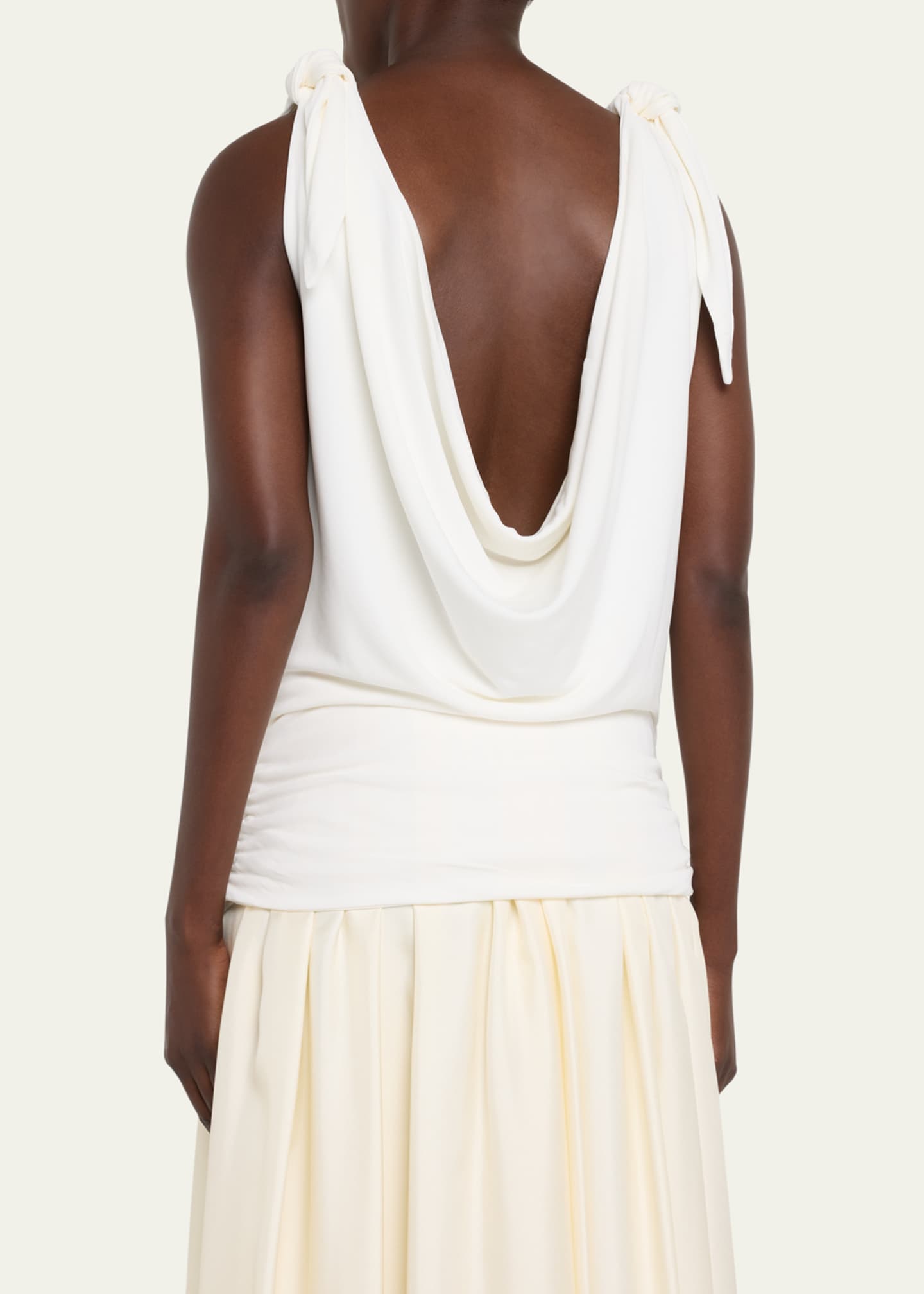 Fern Cowl Neck Top with Knot Details - Thumbnail 3