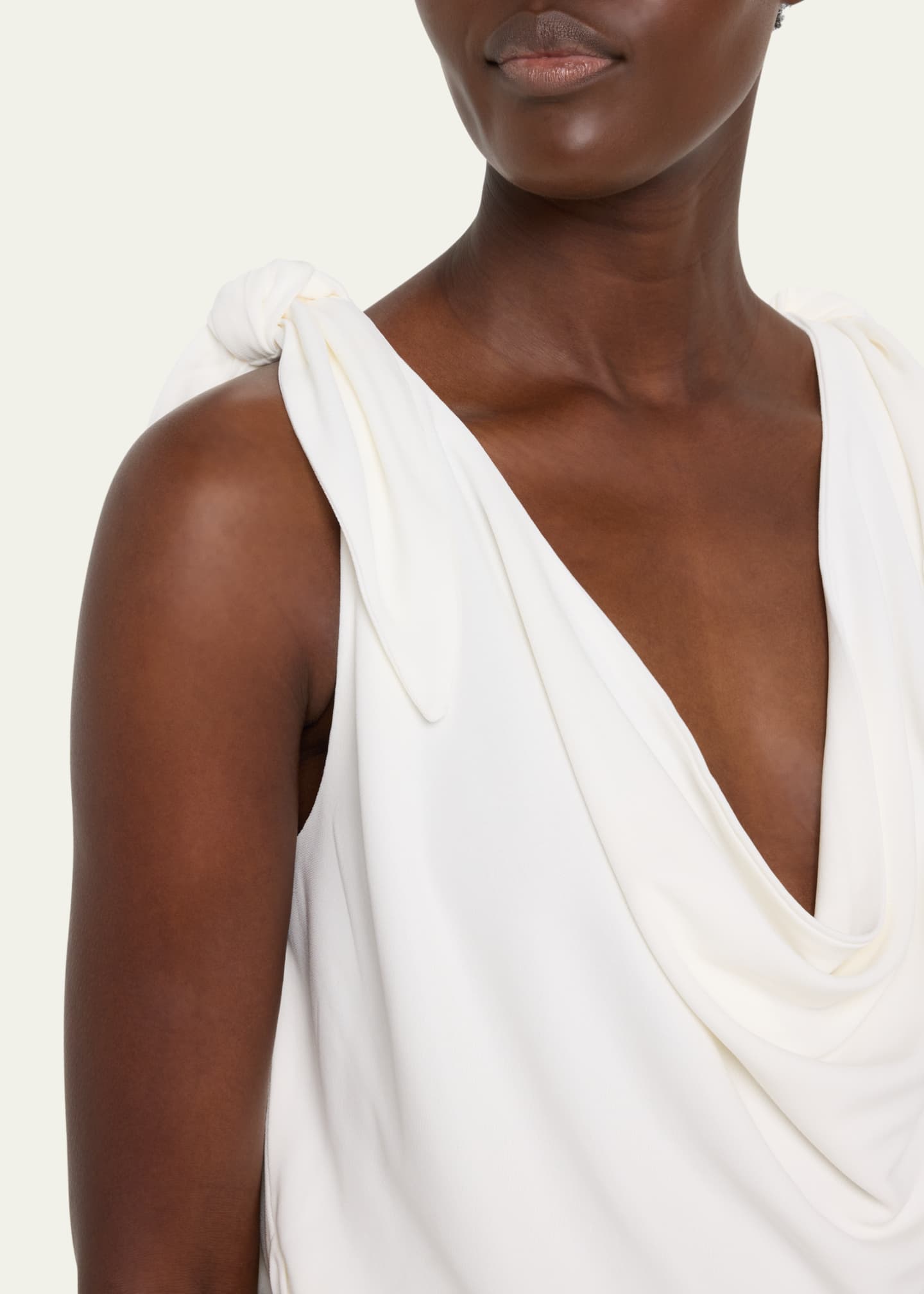 Fern Cowl Neck Top with Knot Details - Thumbnail 5