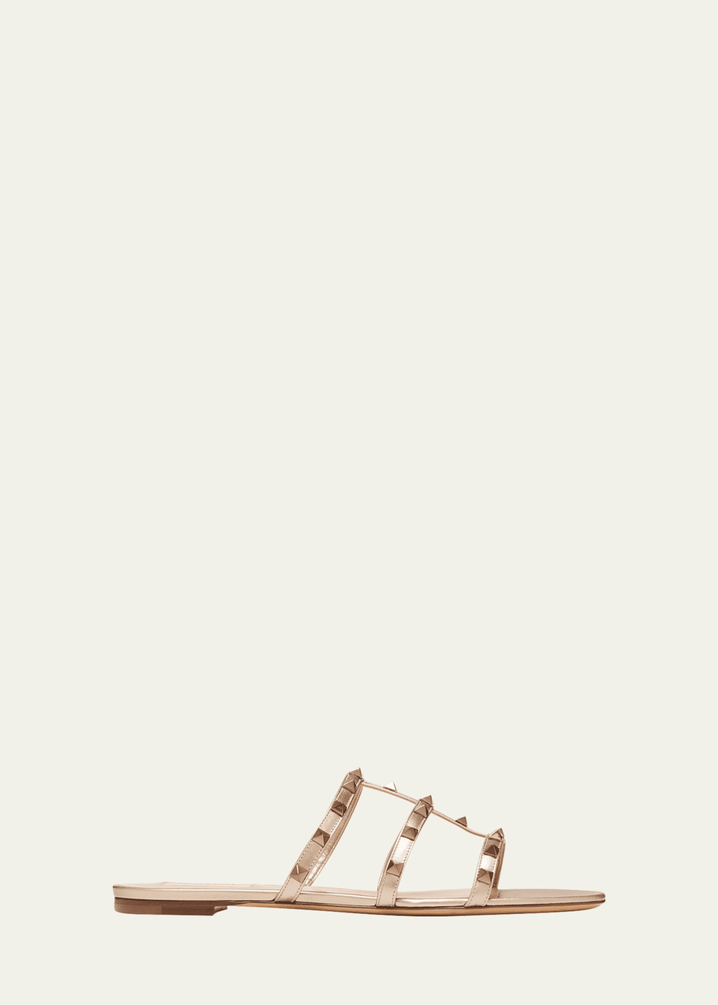 Valentino Garavani Rockstud Caged Calfskin Flat Sandals Bergdorf