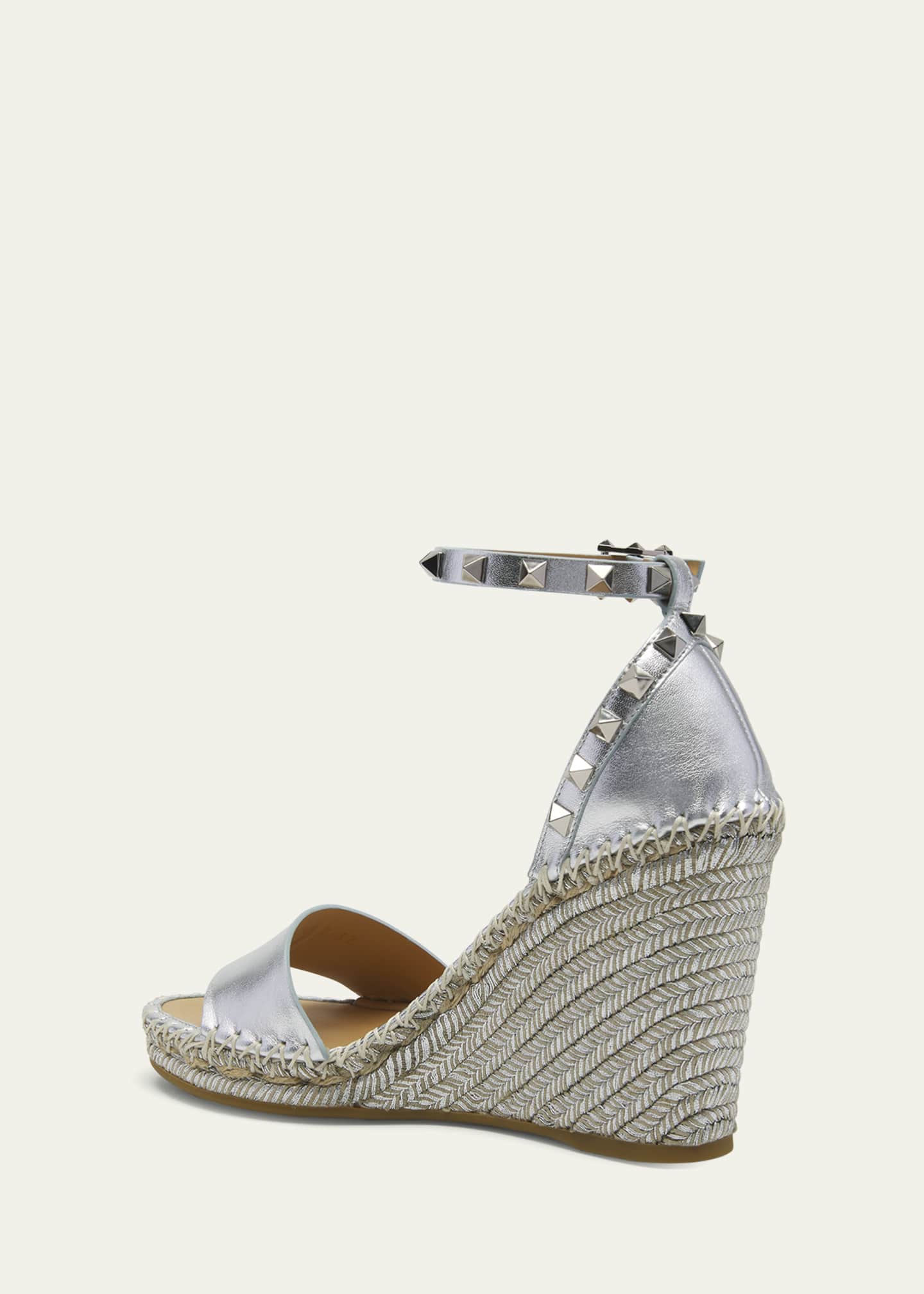Valentino rockstud double espadrille wedge sandal best sale