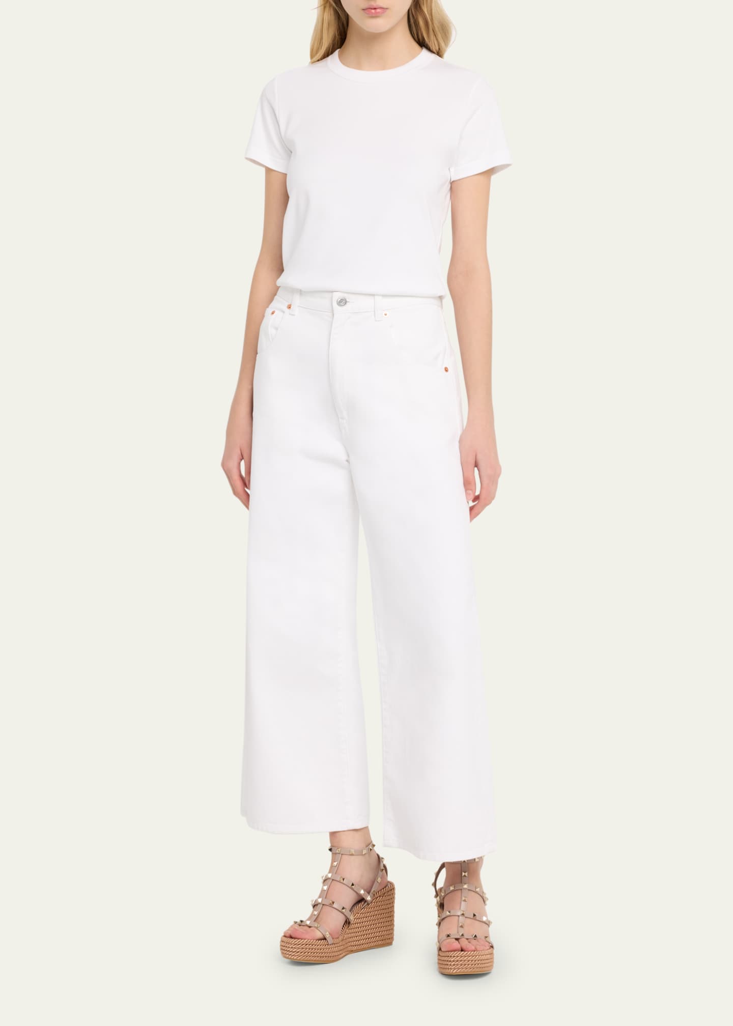 Rockstud Leather Wedge Espadrille Sandals