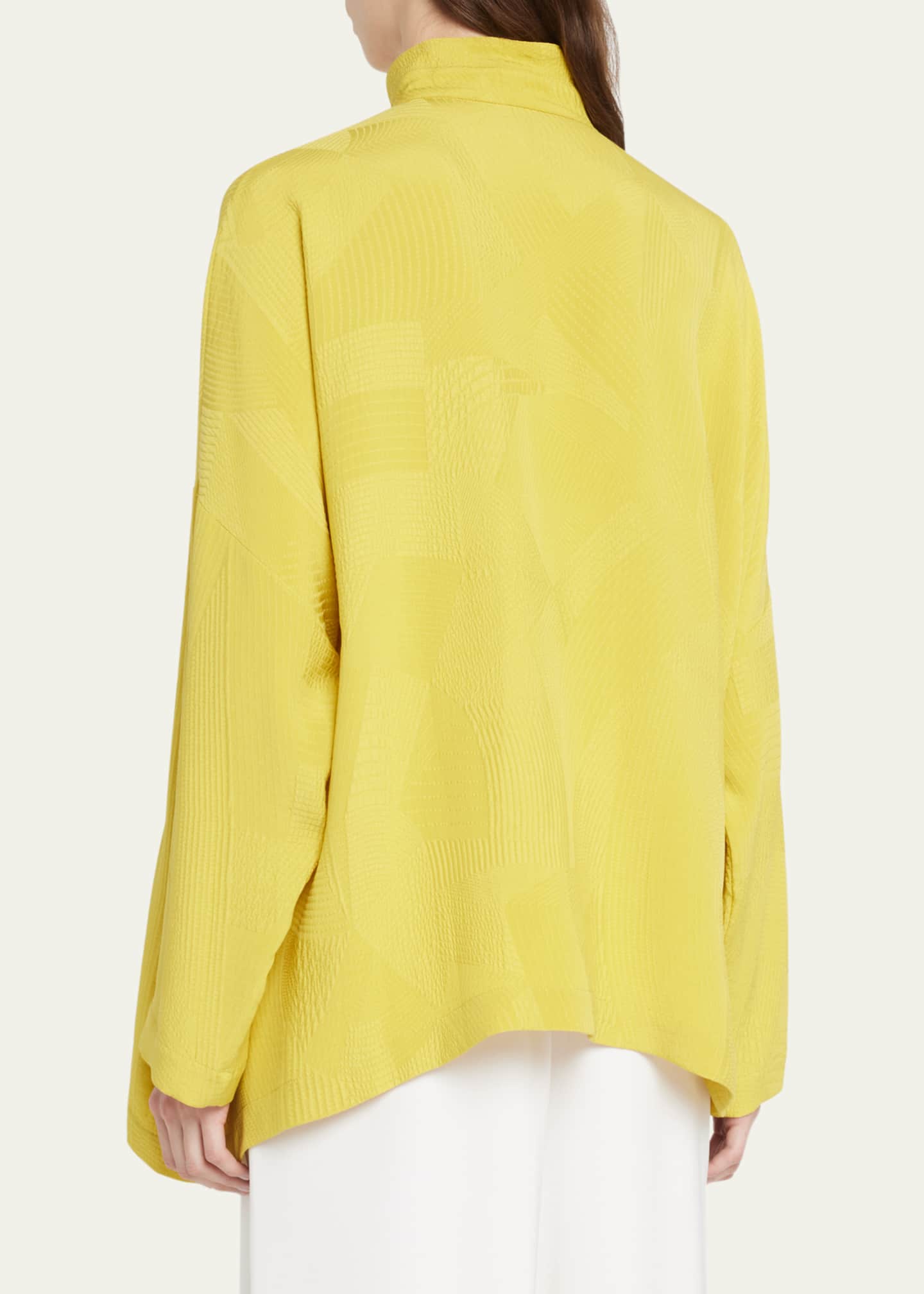 Eskandar Wide LongerBack Double Stand Collar Shirt (MidPlus