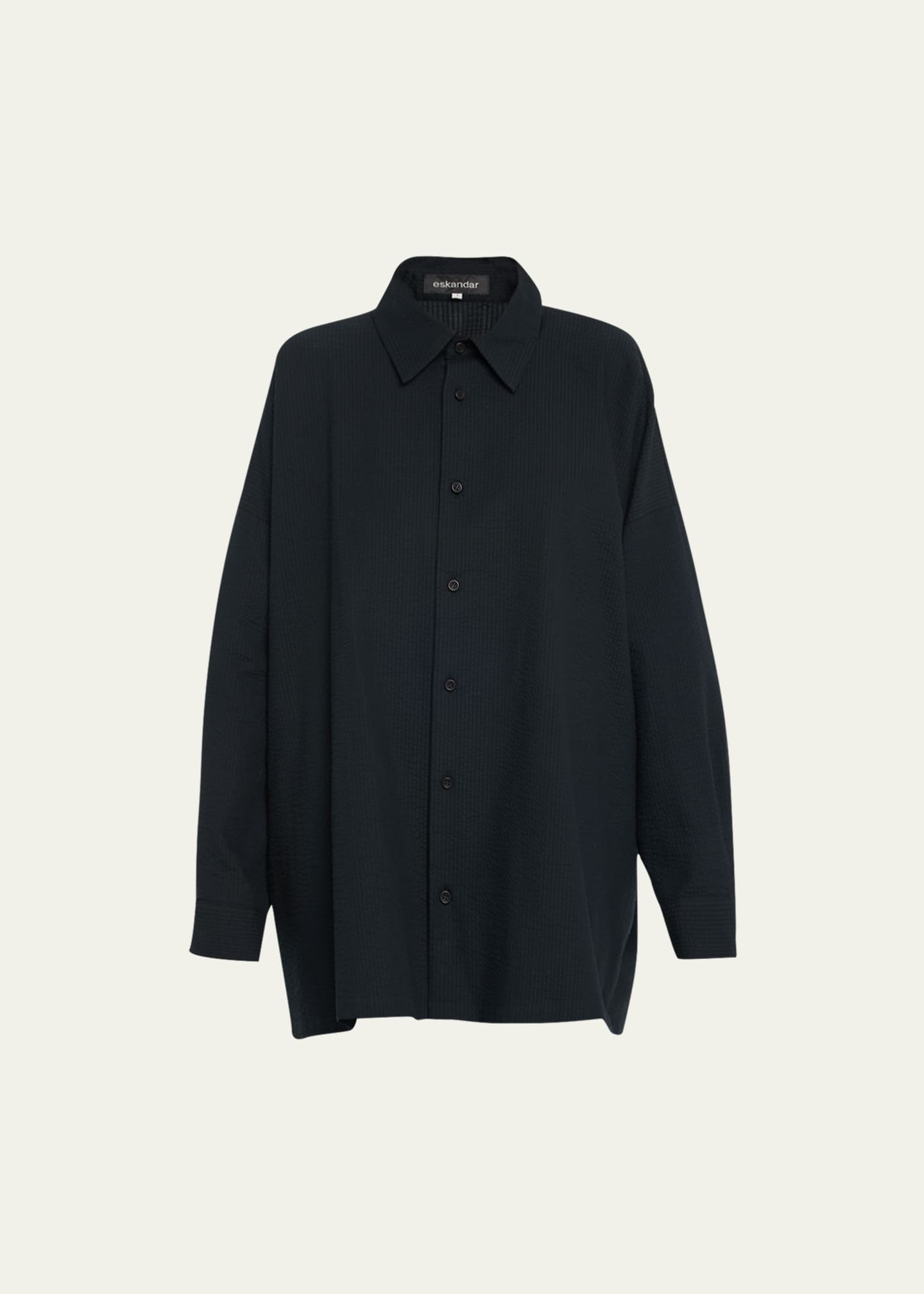 Eskandar Wide A-Line Shirt with Collar (Long)