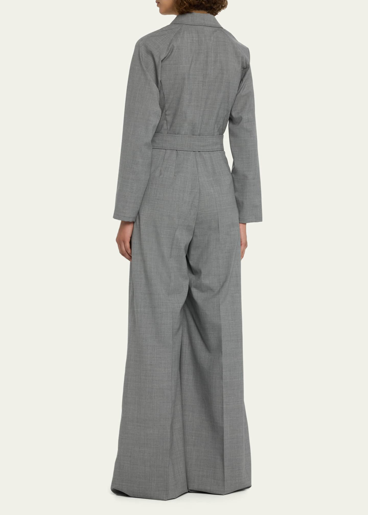 Max Mara Rum Wide-Leg Belted Wool Jumpsuit