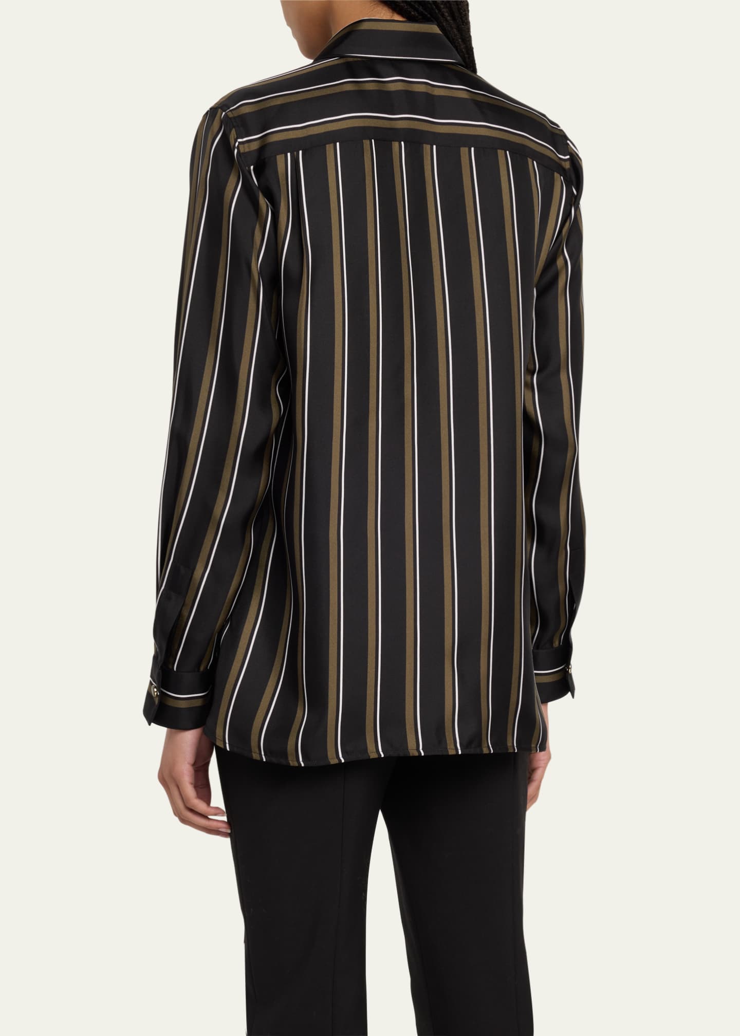 Max Mara Nardo Stripe Button Up Silk Shirt