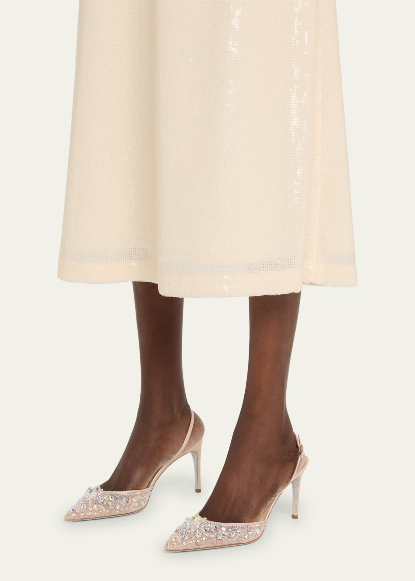 Rene Caovilla Crystal Lace Slingback Pumps Image 2 of 5