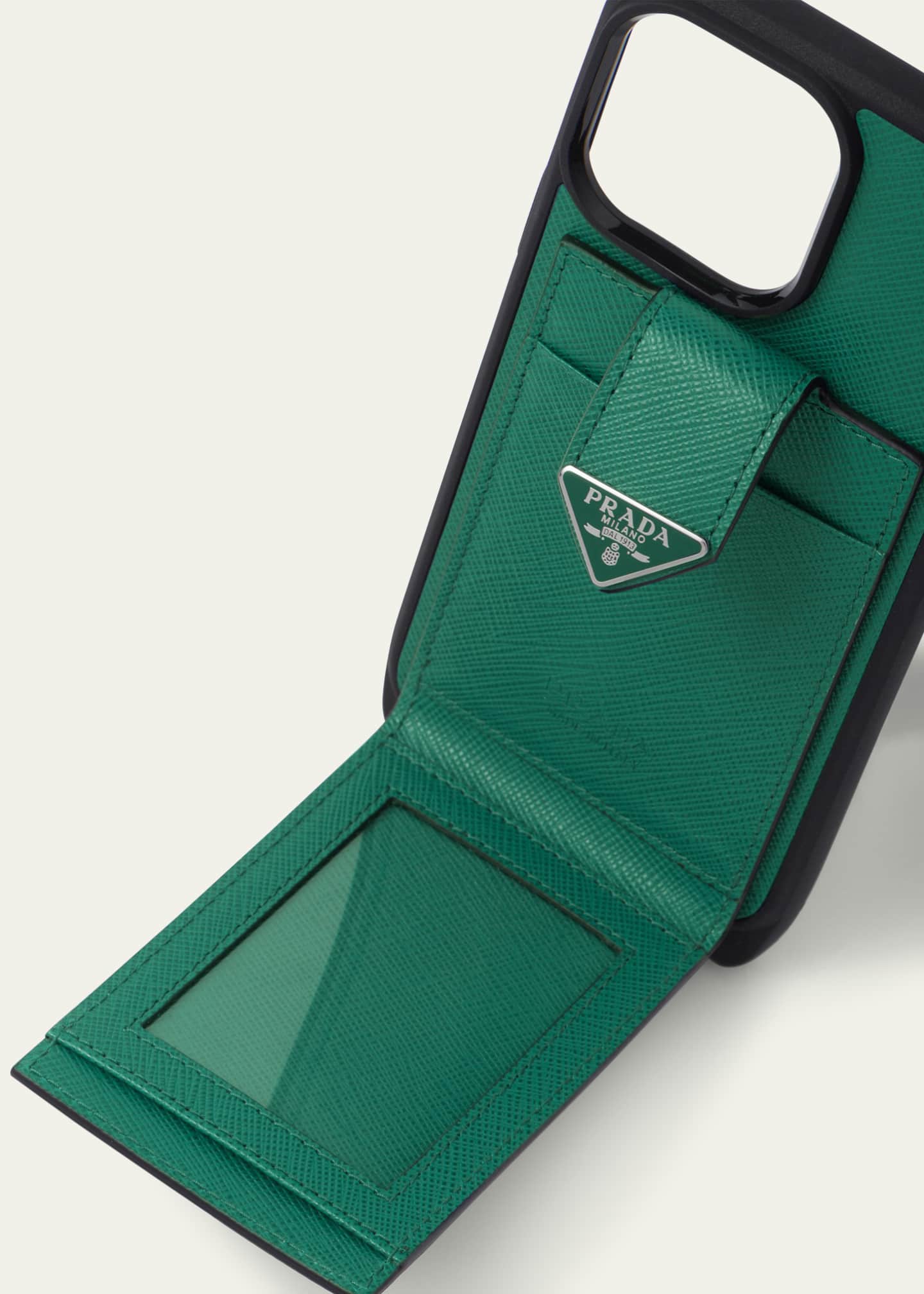 Prada Green Saffiano Leather Smartphone Case Prada