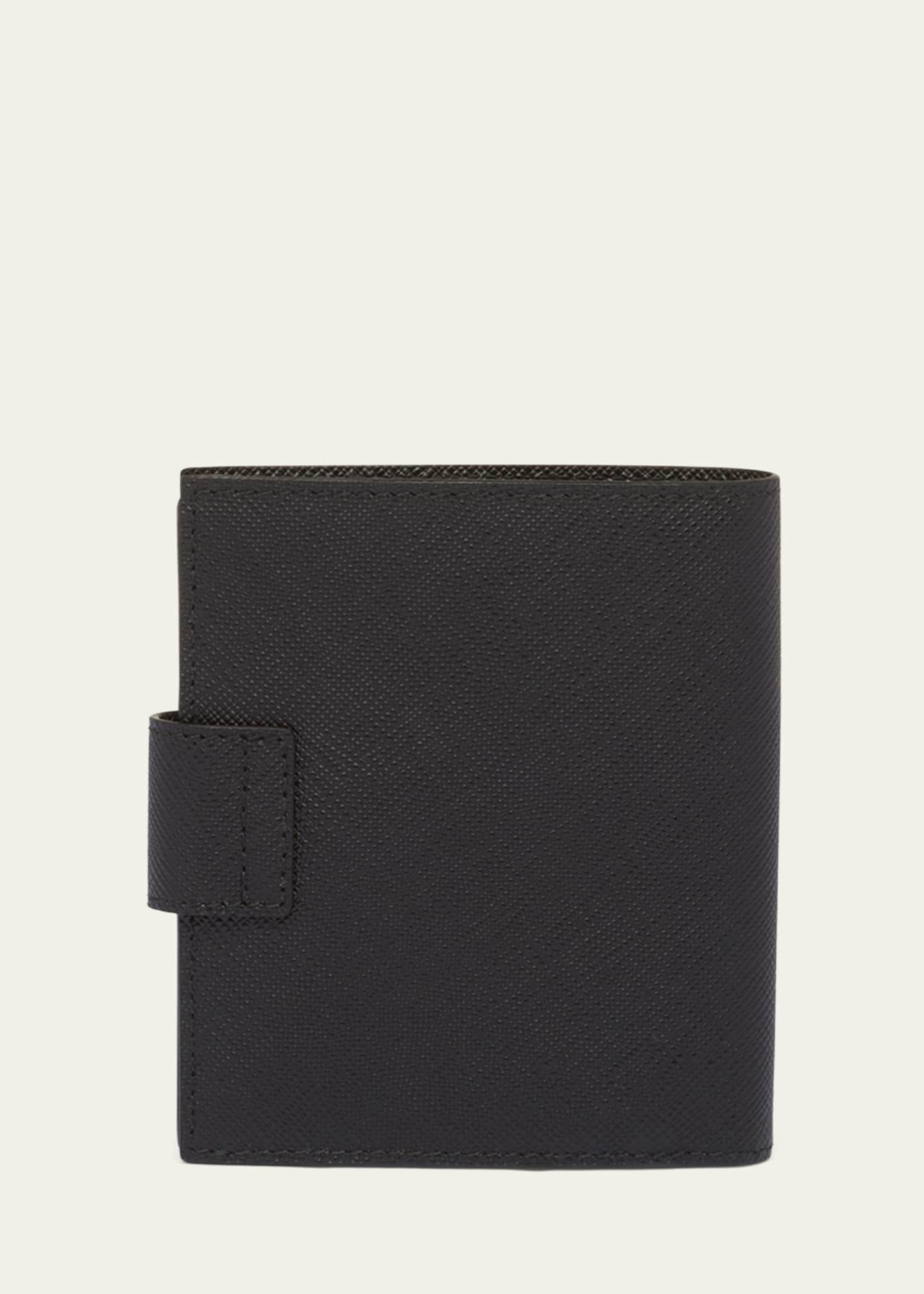 Black Saffiano Leather Card Holder With Shoulder Strap