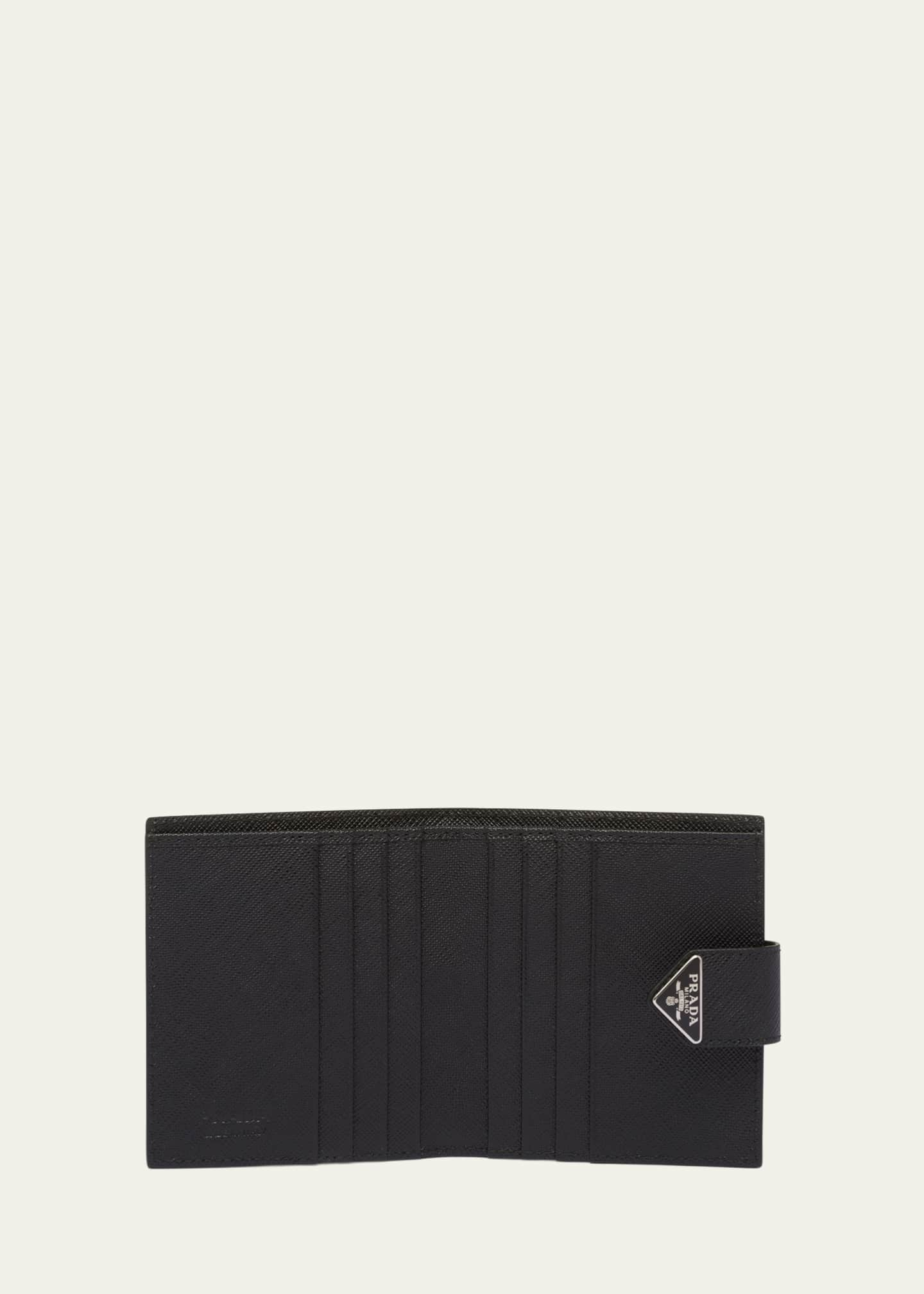 Prada Saffiano Leather Snap Bifold Wallet in Black for Men