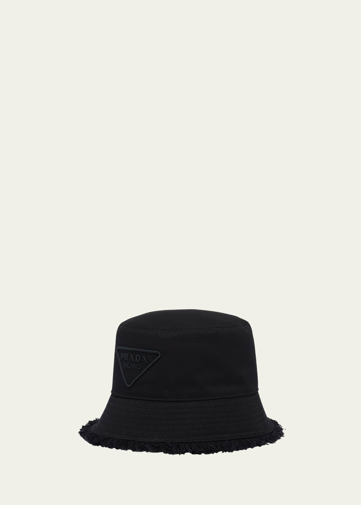 Prada triangle hotsell logo bucket hat