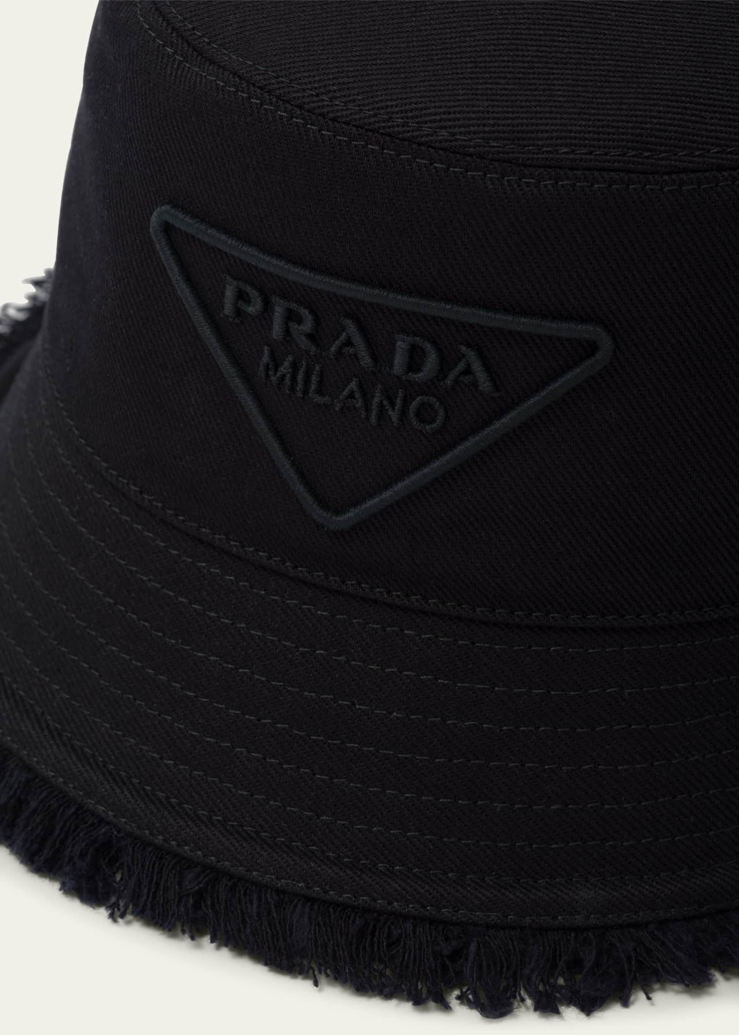 Prada Men s Triangle Logo Fringe Bucket Hat Bergdorf Goodman