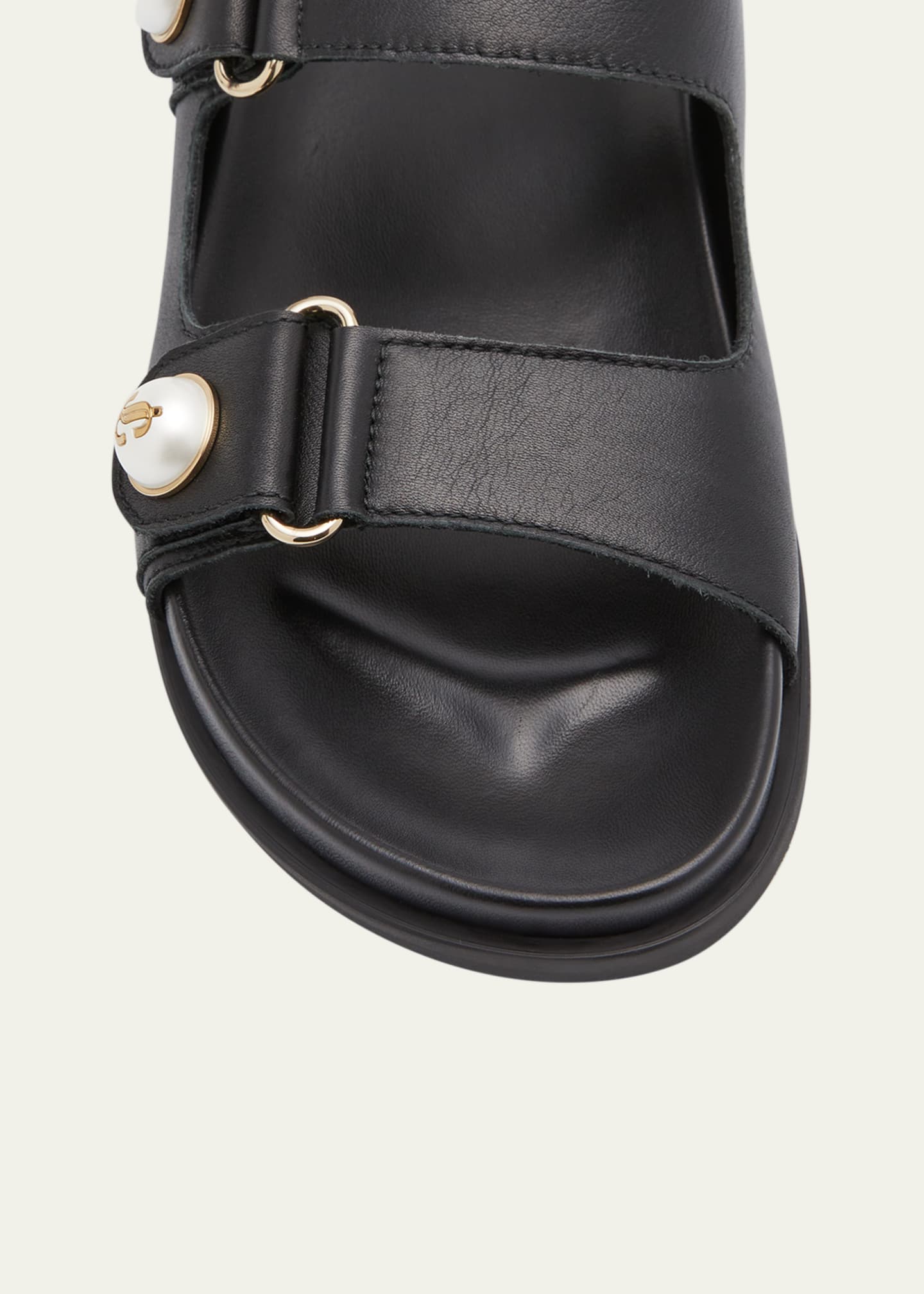 Jimmy Choo Fayence Pearly-Button Slide Sandals Image 6 of 6