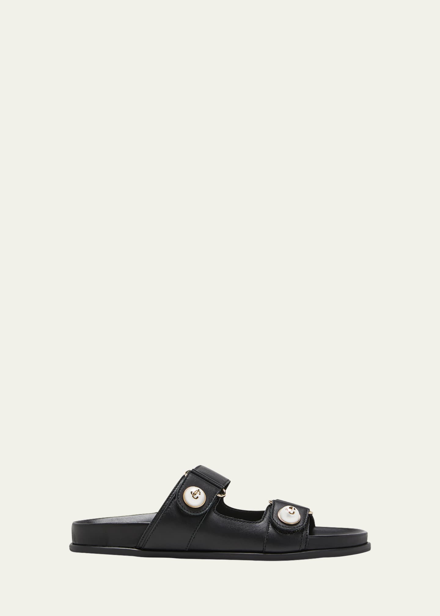 Jimmy Choo Fayence Pearly-Button Slide Sandals Image 1 of 6