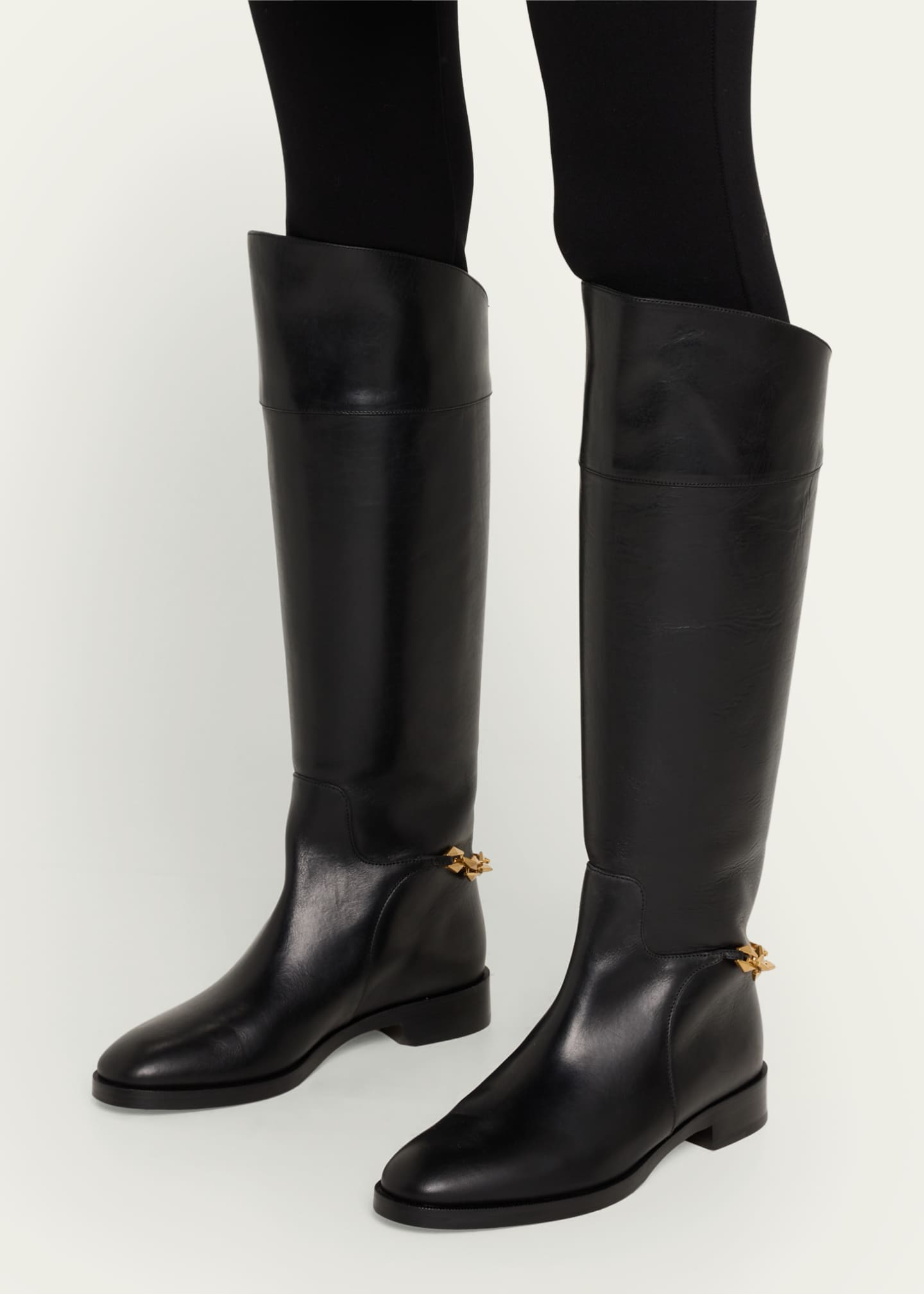 Jimmy Choo Nell Leather Chain Tall Riding Boots - Bergdorf Goodman