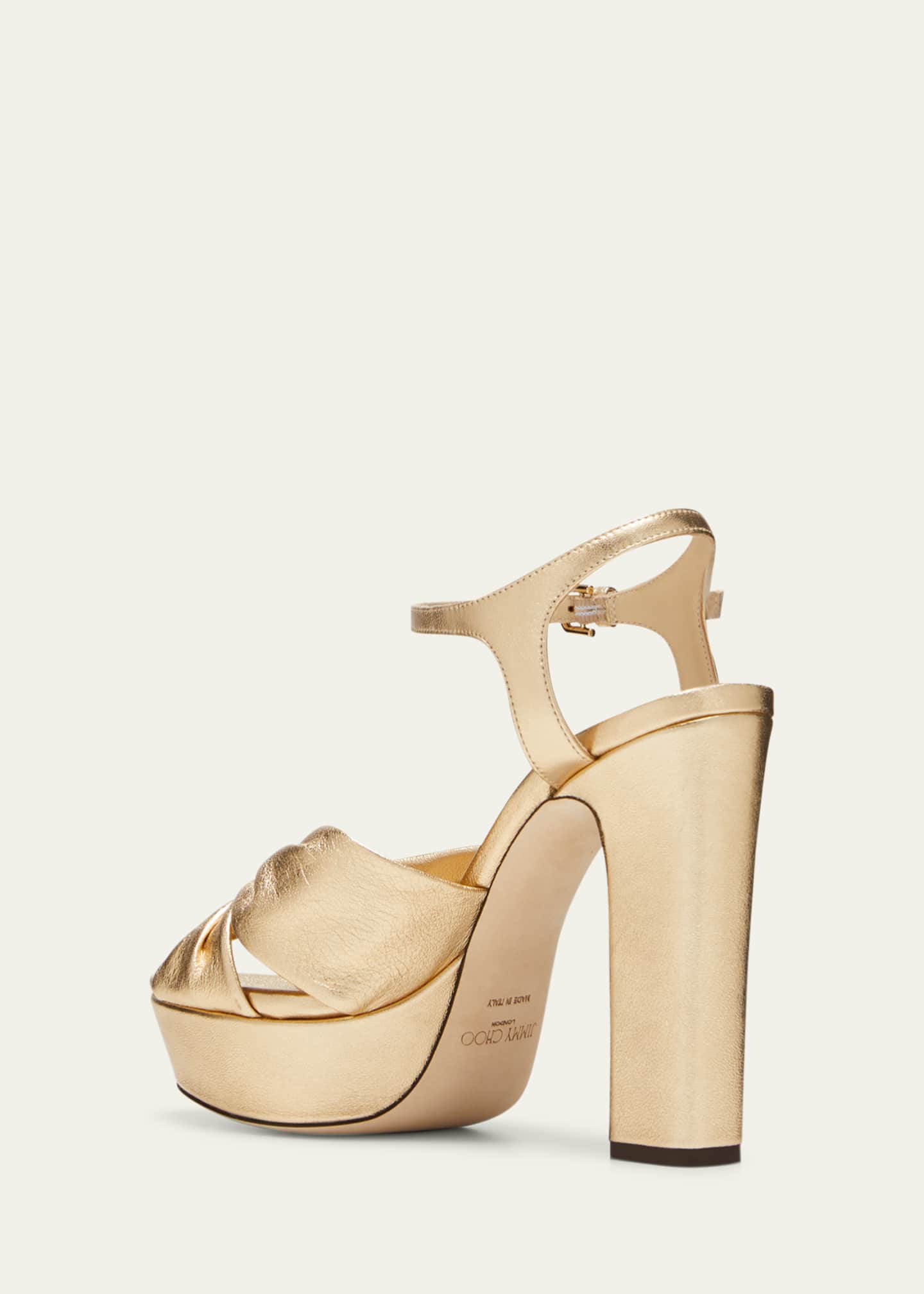 Jimmy Choo Heloise Metallic Ankle-Strap Platform Sandals - Bergdorf Goodman
