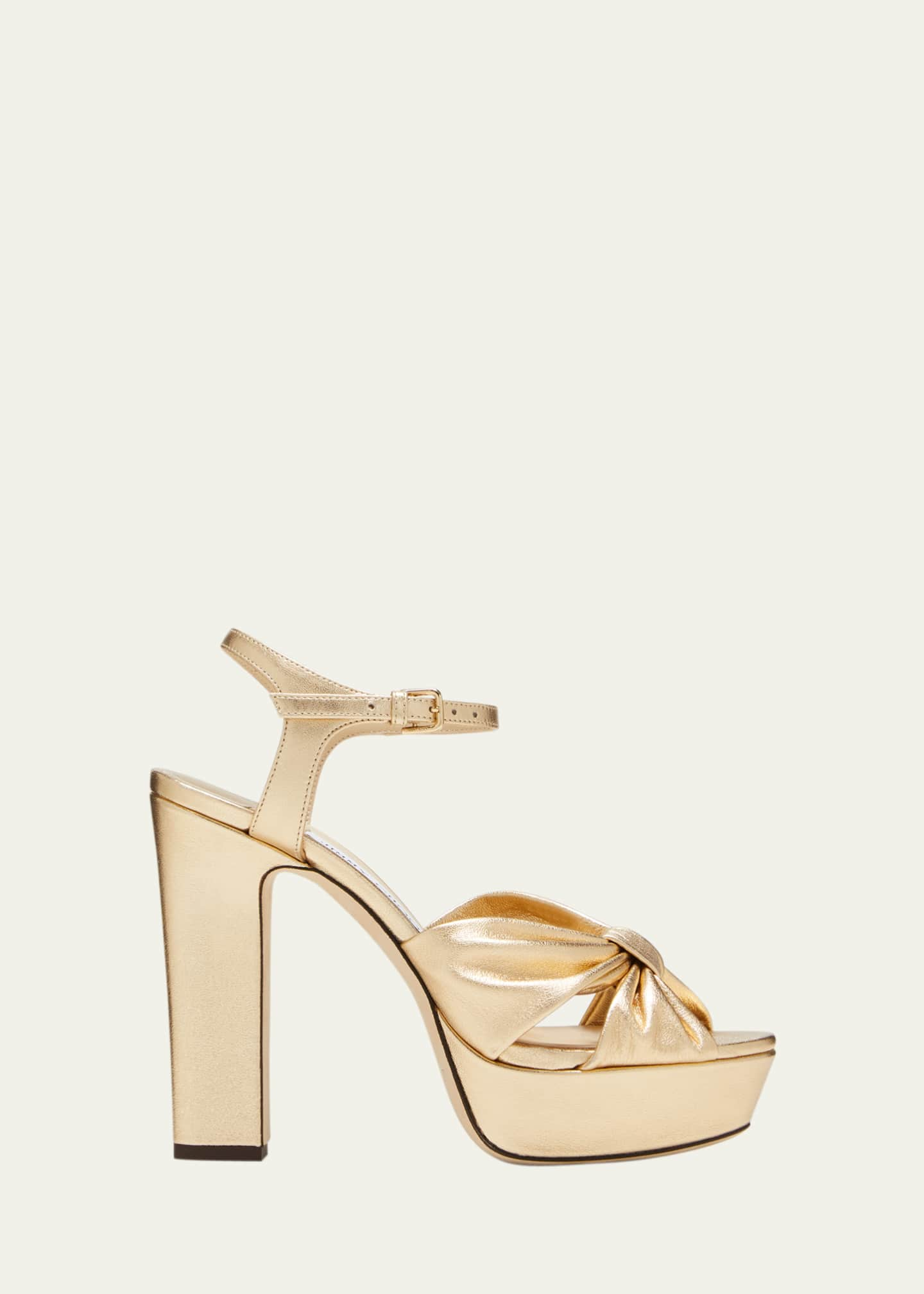 Jimmy Choo Heloise Metallic Ankle-Strap Platform Sandals