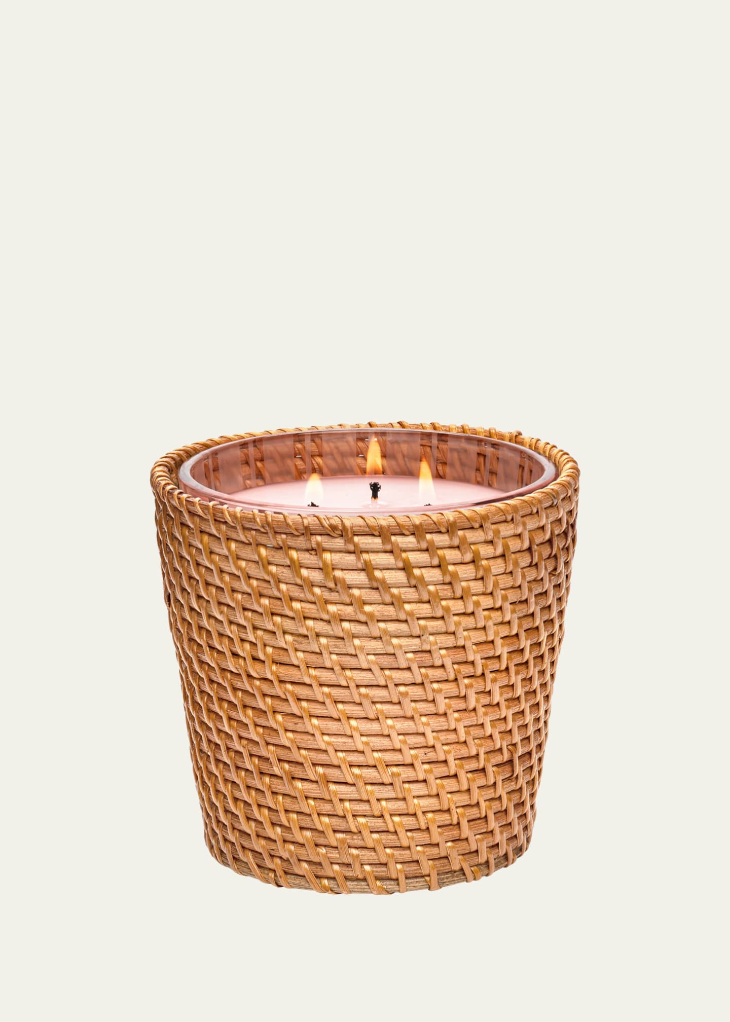 NEST New York Rattan Himalayan Salt and Rosewater 3Wick Candle, 21.2
