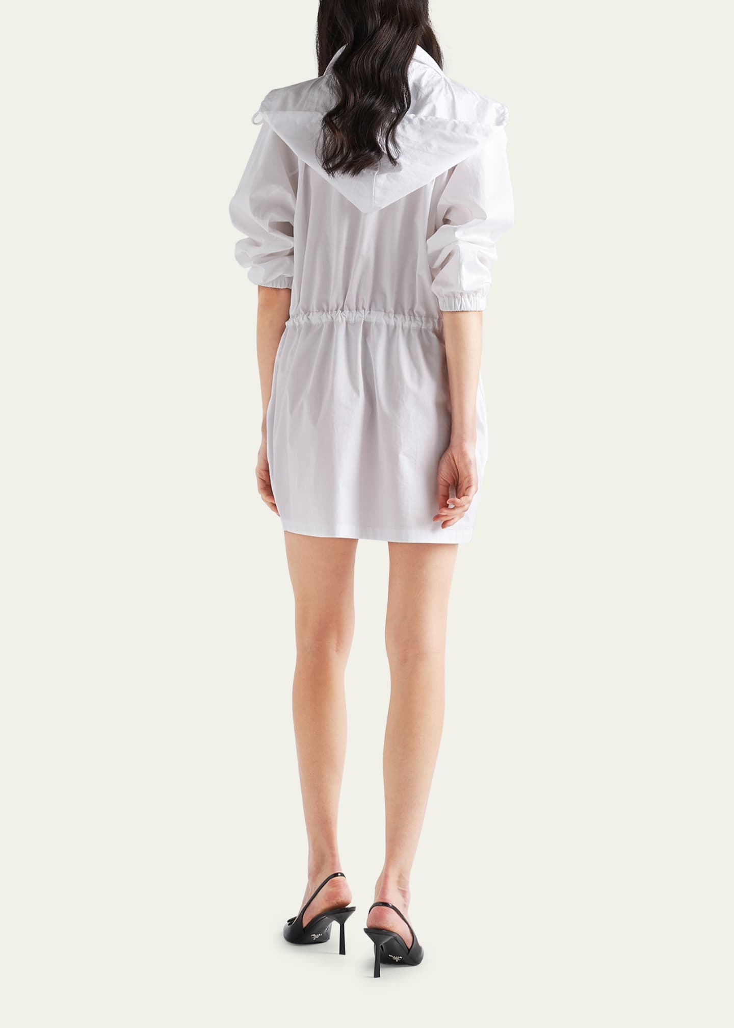 Prada Hooded Poplin Drawstring Mini Dress Bergdorf Goodman