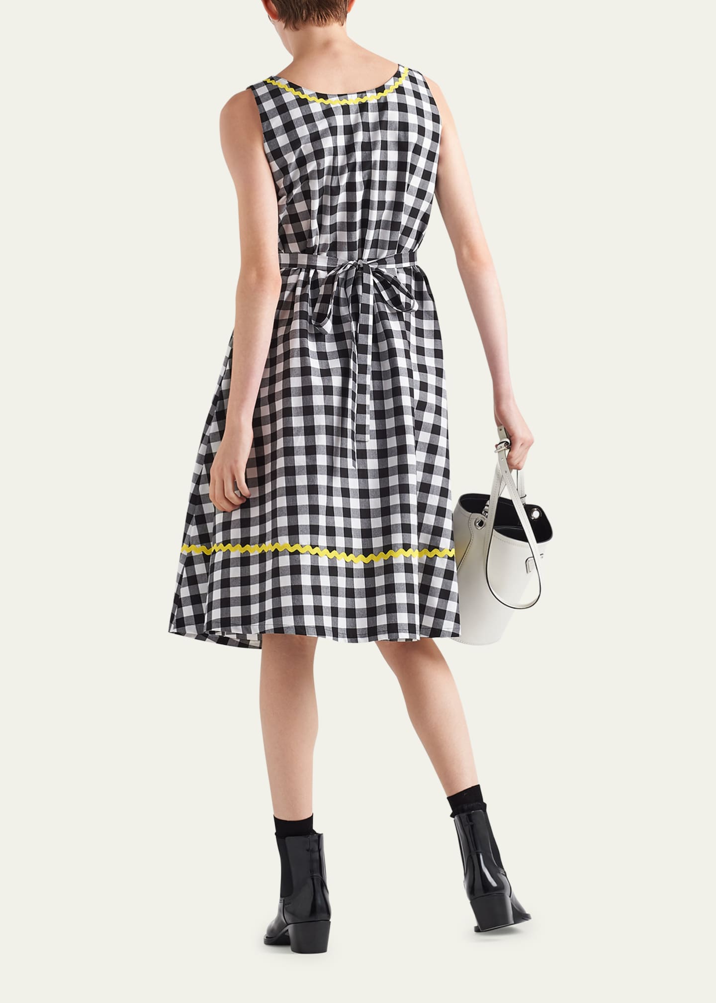 Prada Gingham Check Scallop Trim Dress Bergdorf Goodman