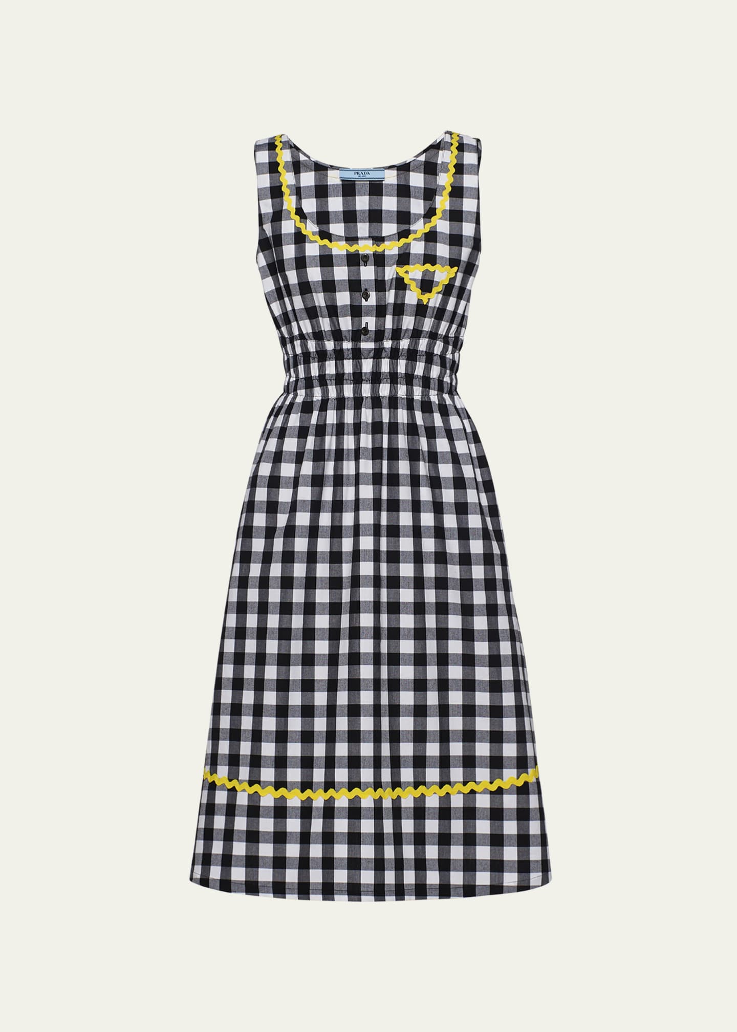Prada Gingham Check Scallop Trim Dress Bergdorf Goodman