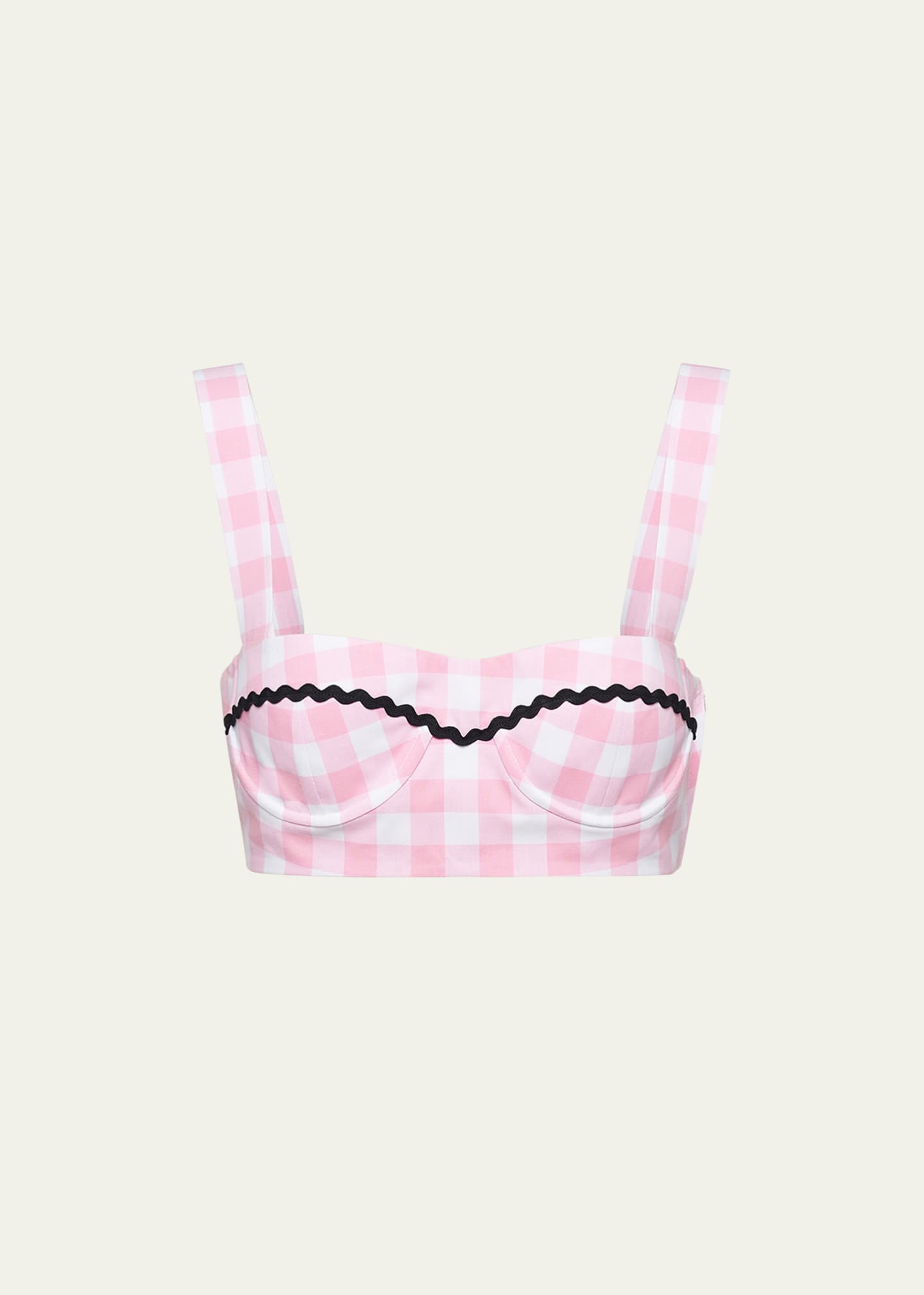 Prada Gingham Check Scallop Trim Crop Top Bergdorf Goodman