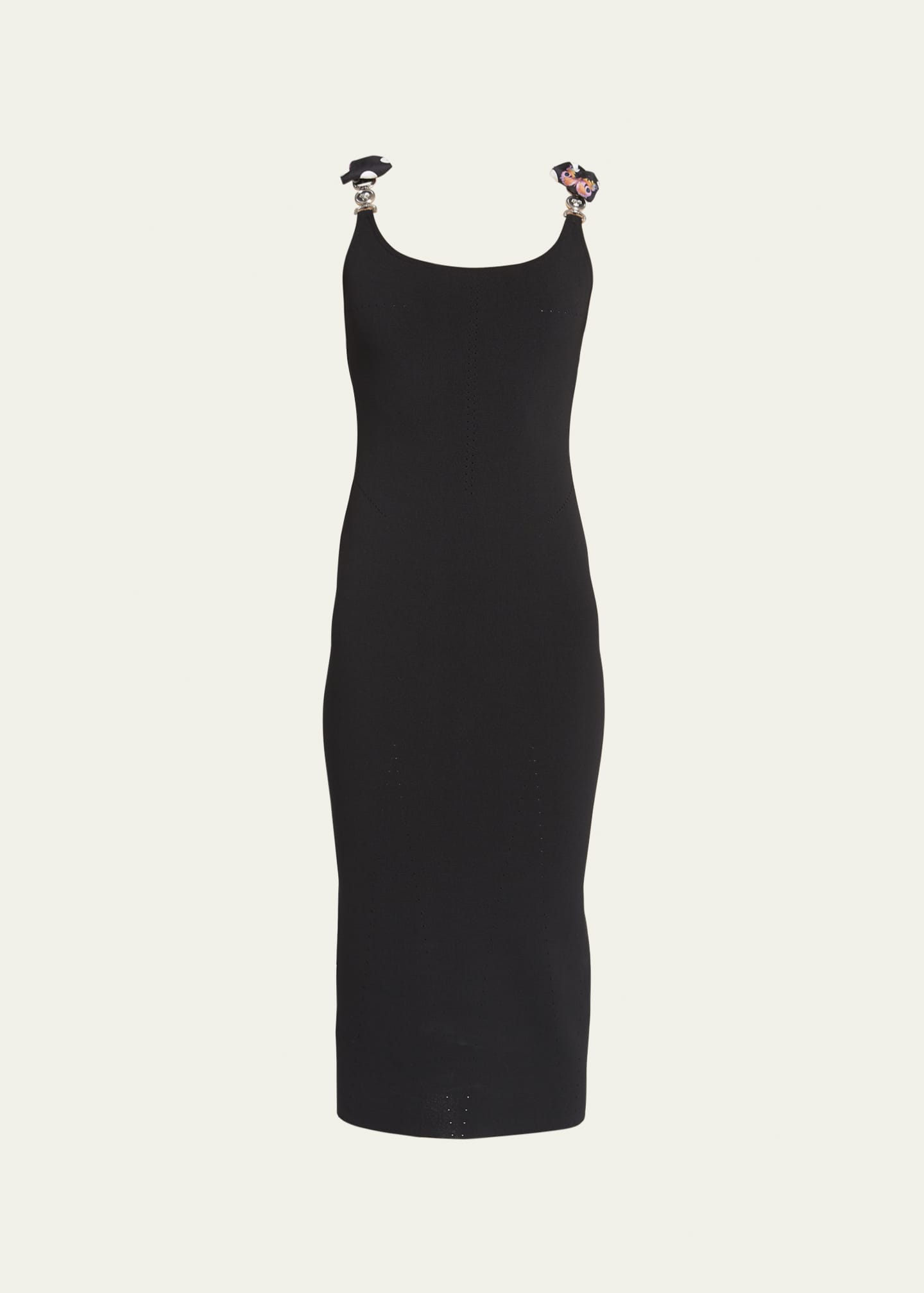 Versace x Dua Lipa Knit Midi Dress with Polka Dot Silk Twill Inserts ...