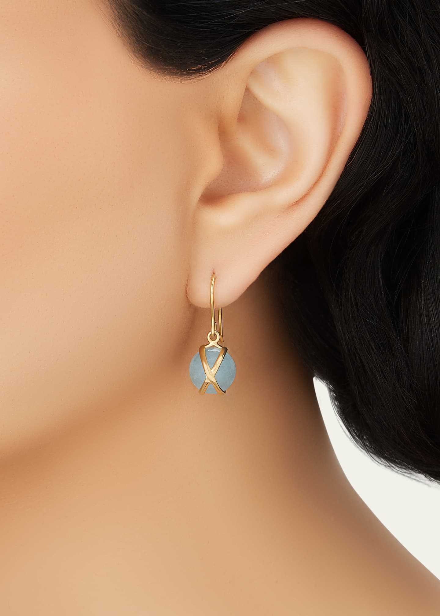 L. Klein Prisma 18k Gold Drop Earrings with Aquamarine Image 2 of 2