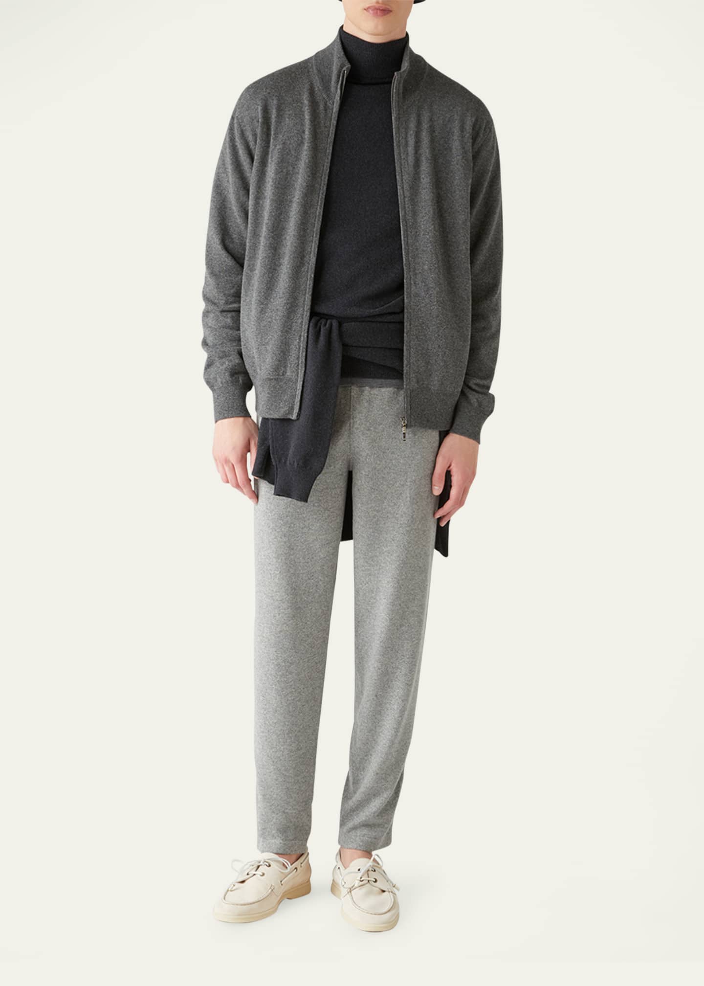 Loro Piana Men's Baby Cashmere Full-Zip Sweater Image 2 of 6