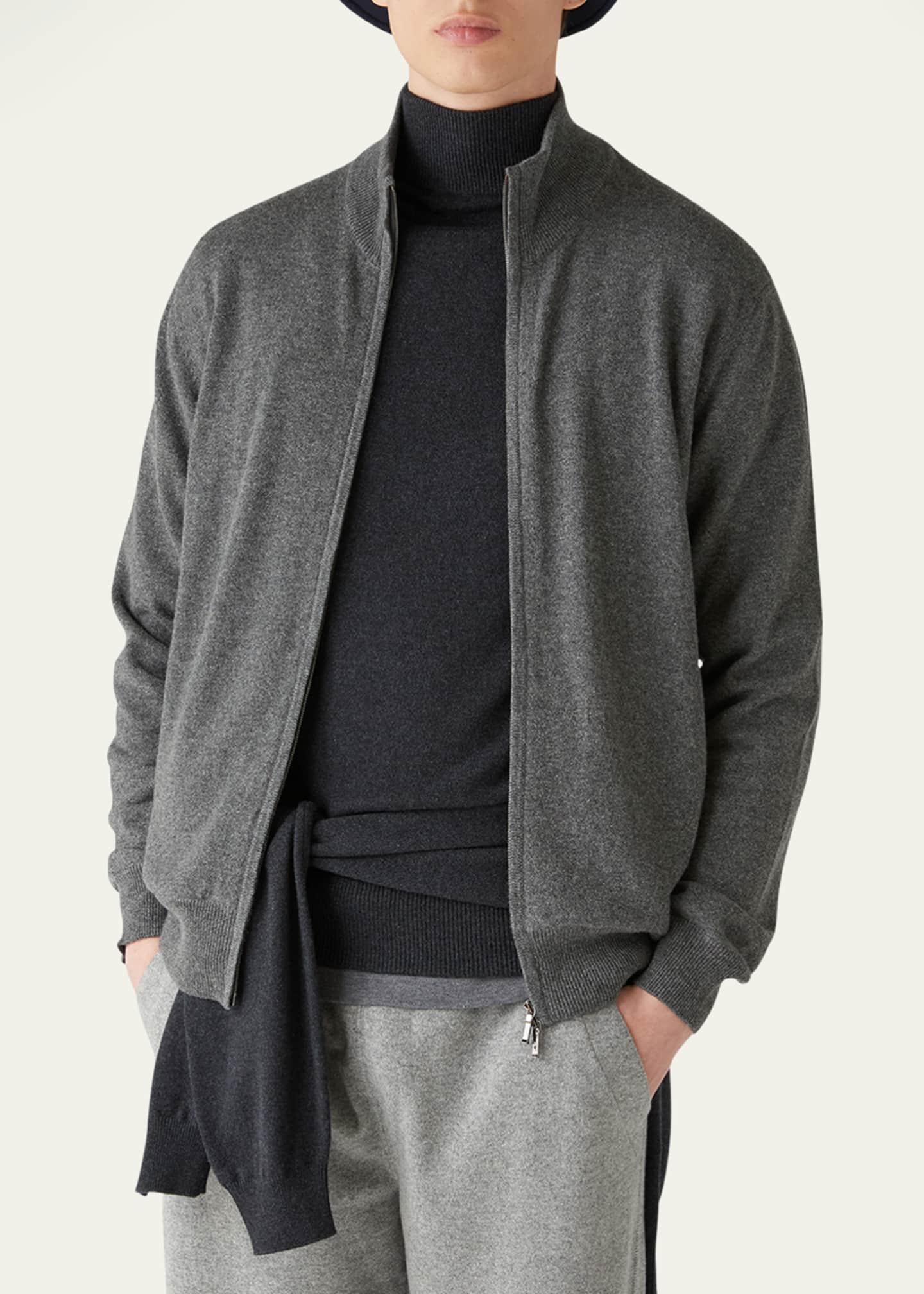 Loro Piana Men's Baby Cashmere Full-Zip Sweater Image 4 of 6