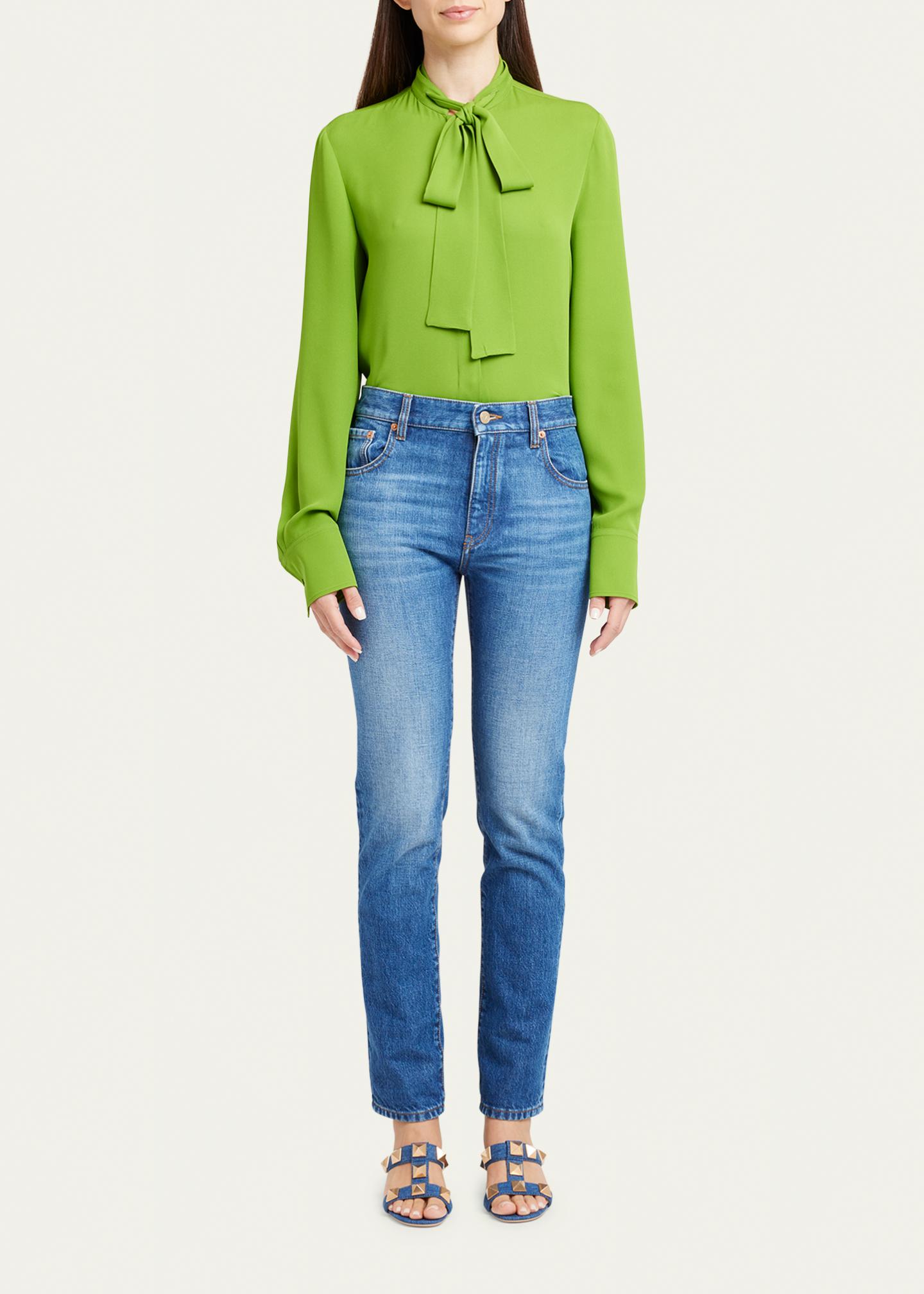 Jean Valentino Garavani Denim – Coupe Boyfriend Relaxed, Taille 26 Bleu, Coton 100%, Neuf Avec Étiquettes