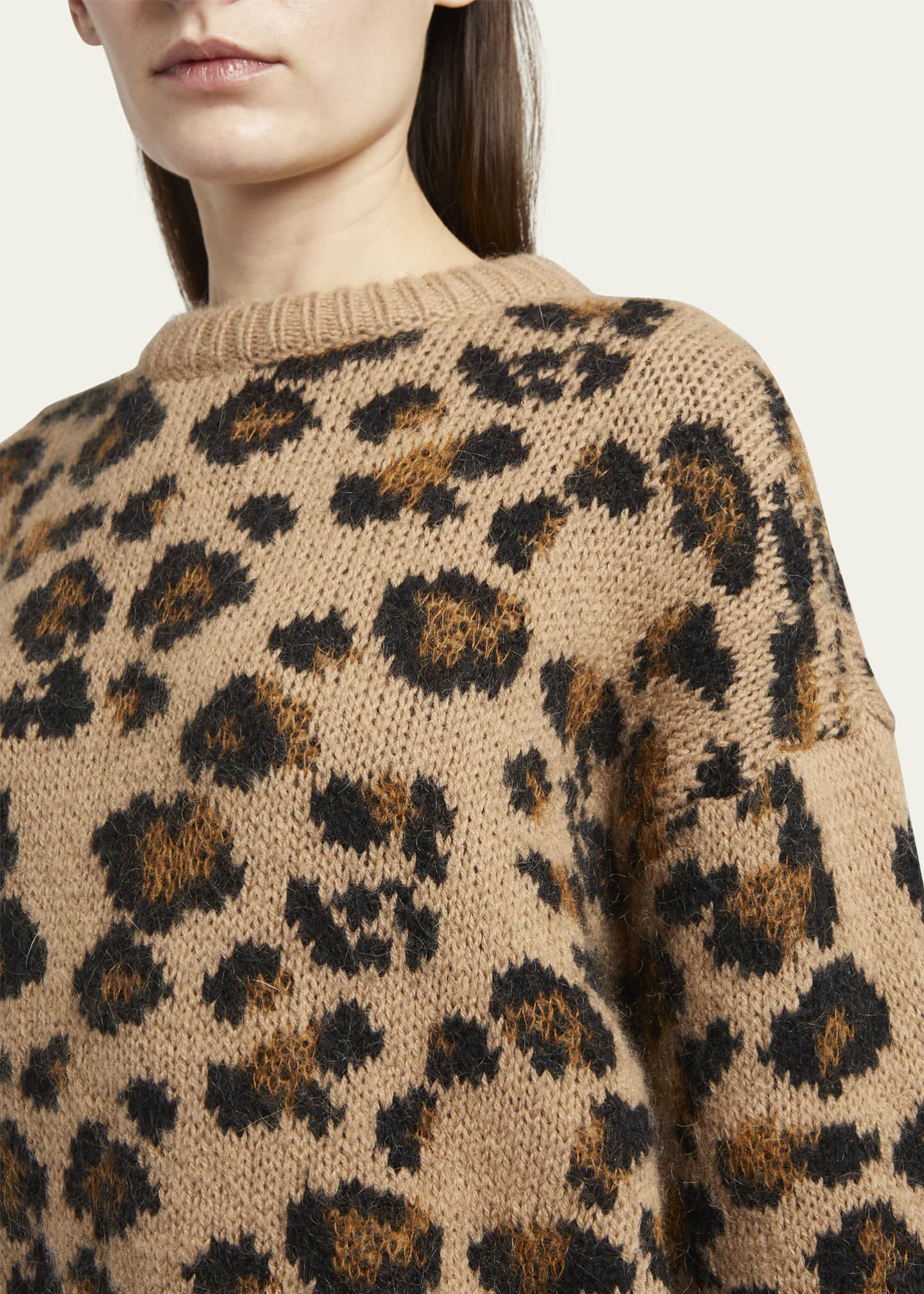 Valentino Garavani Leopard Intarsia Cropped Pullover Sweater - Bergdorf ...