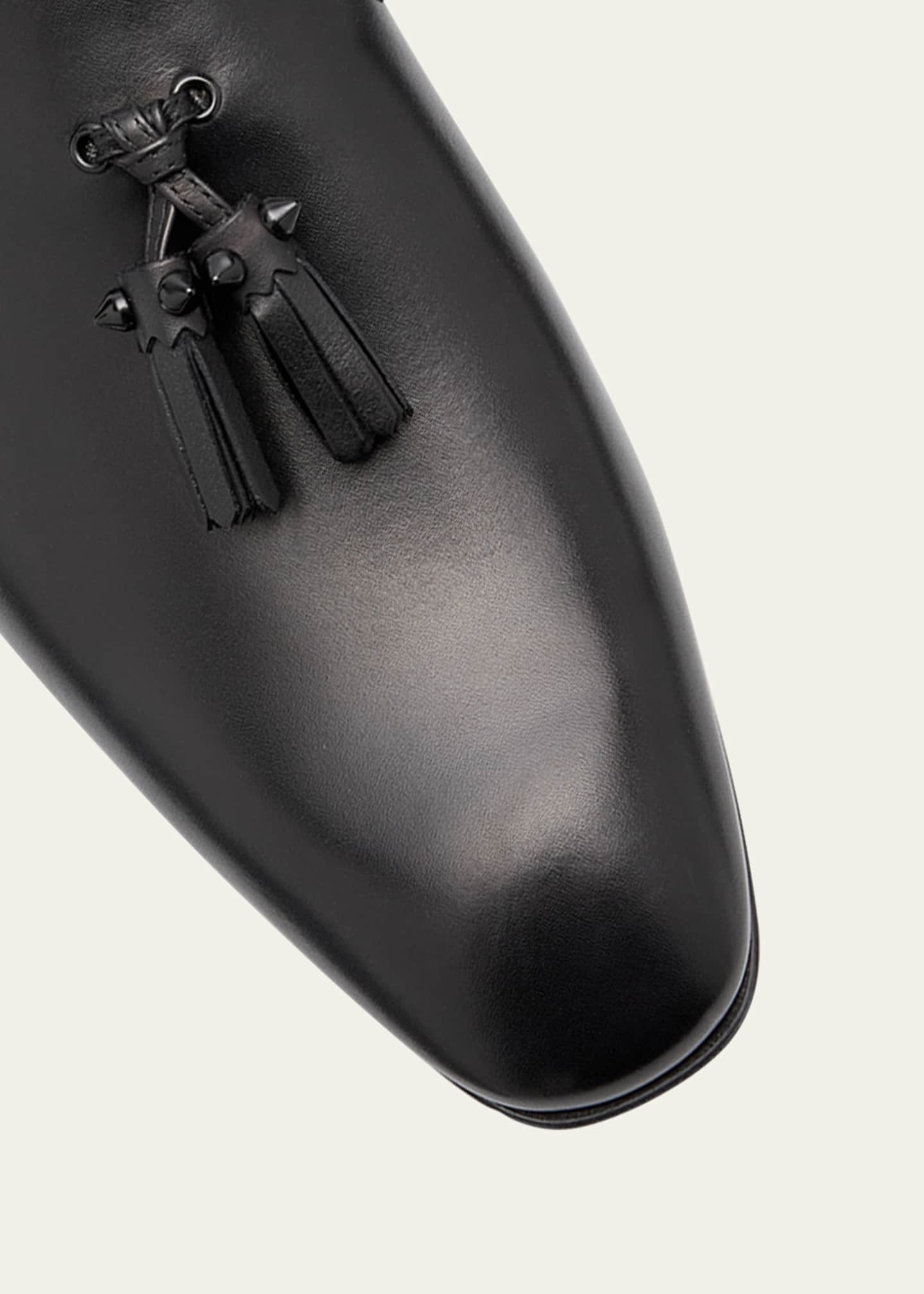CL Dandelion Tassel Loafers Patinated Calf Leather Black