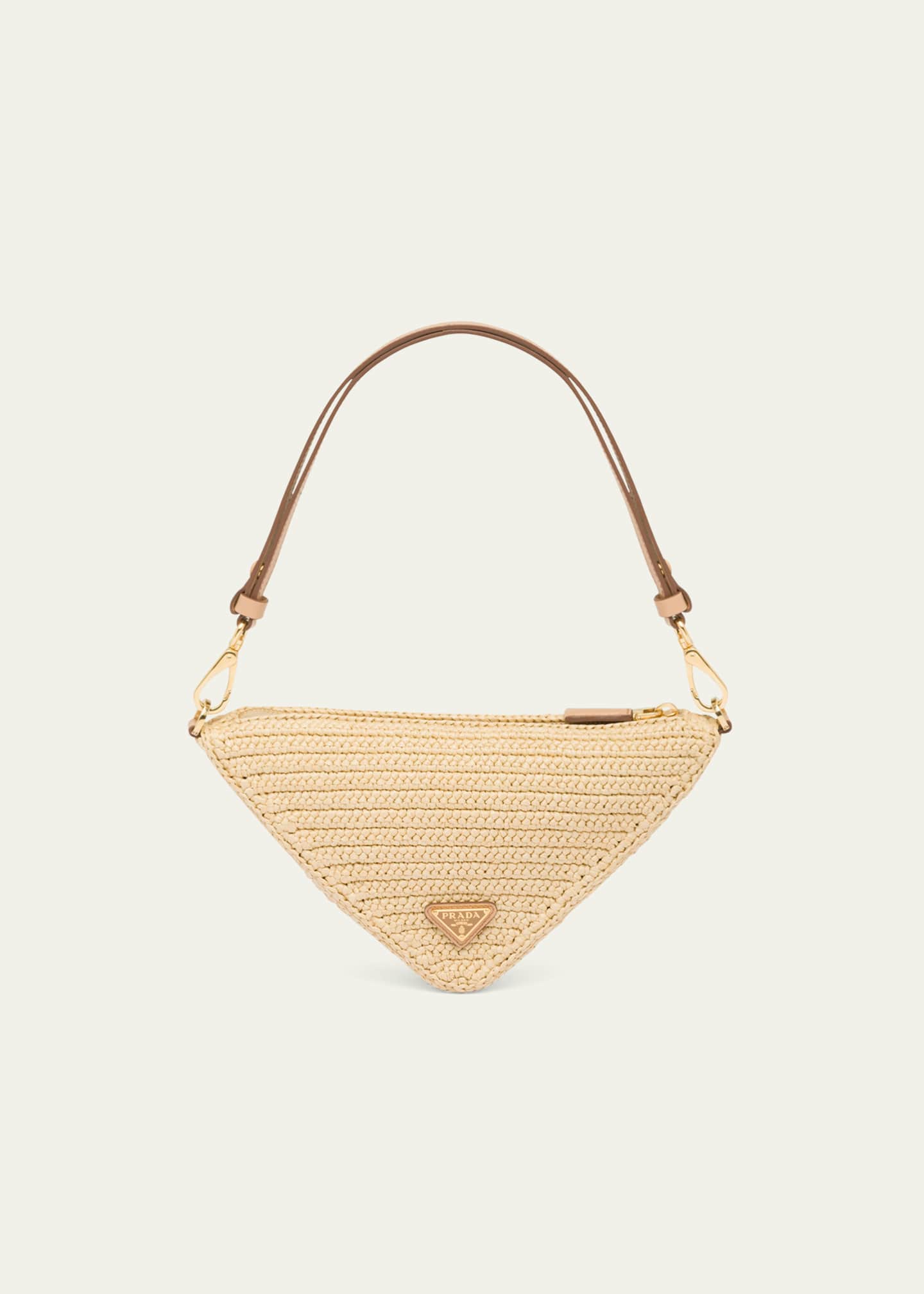 Prada Triangle Raffia Pouch Top-Handle Bag - Bergdorf Goodman