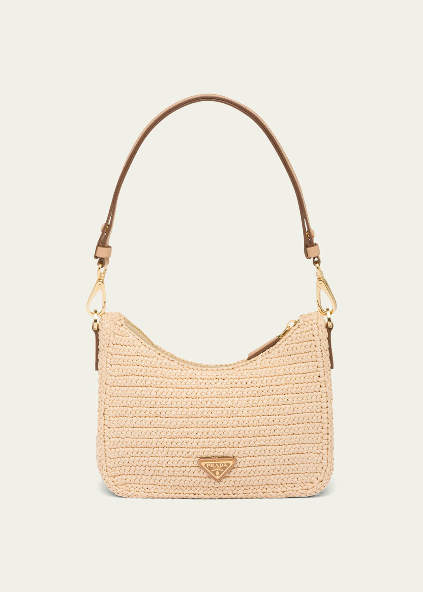 Prada Raffia Mini Hobo Bag